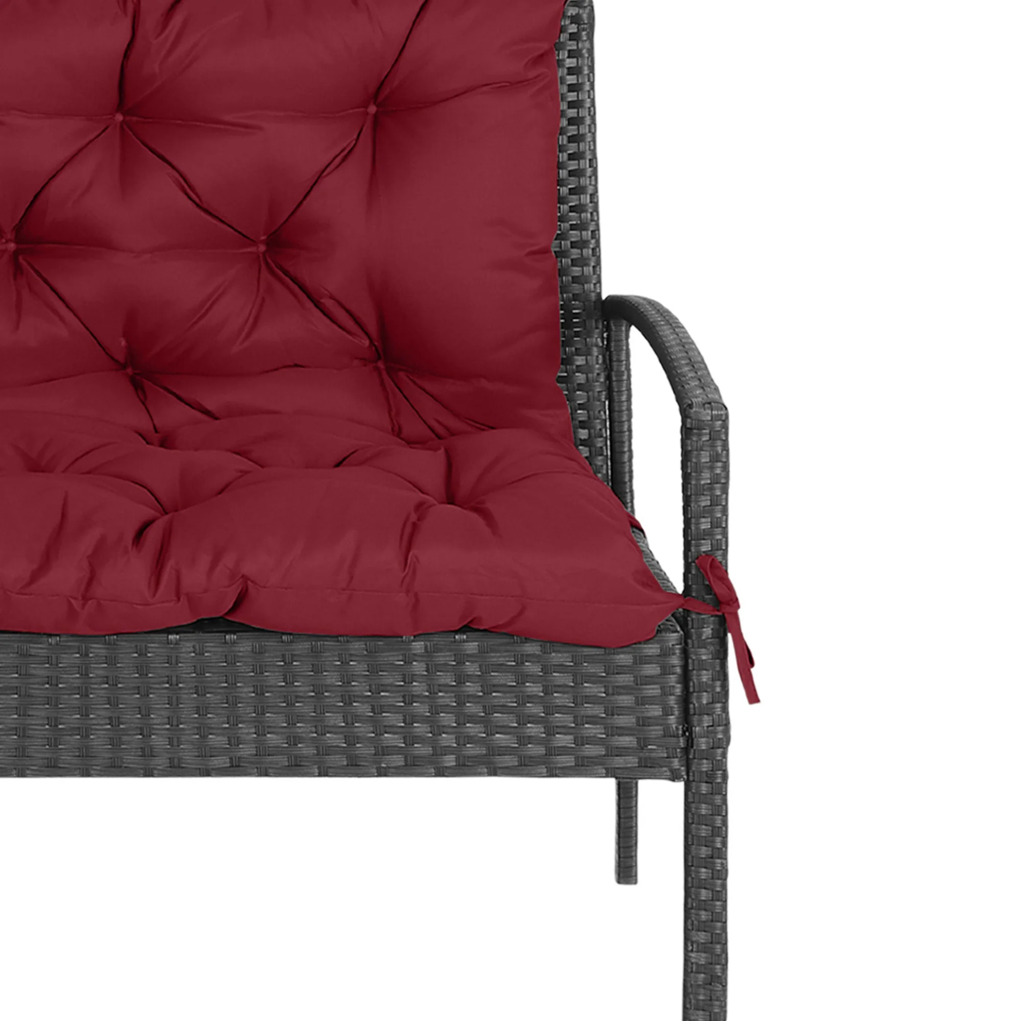 2-Seater Garden Bench Chair Cushion Mat Replacement with Backrest, 39.4" x 38.6", Wine Red - Image 9