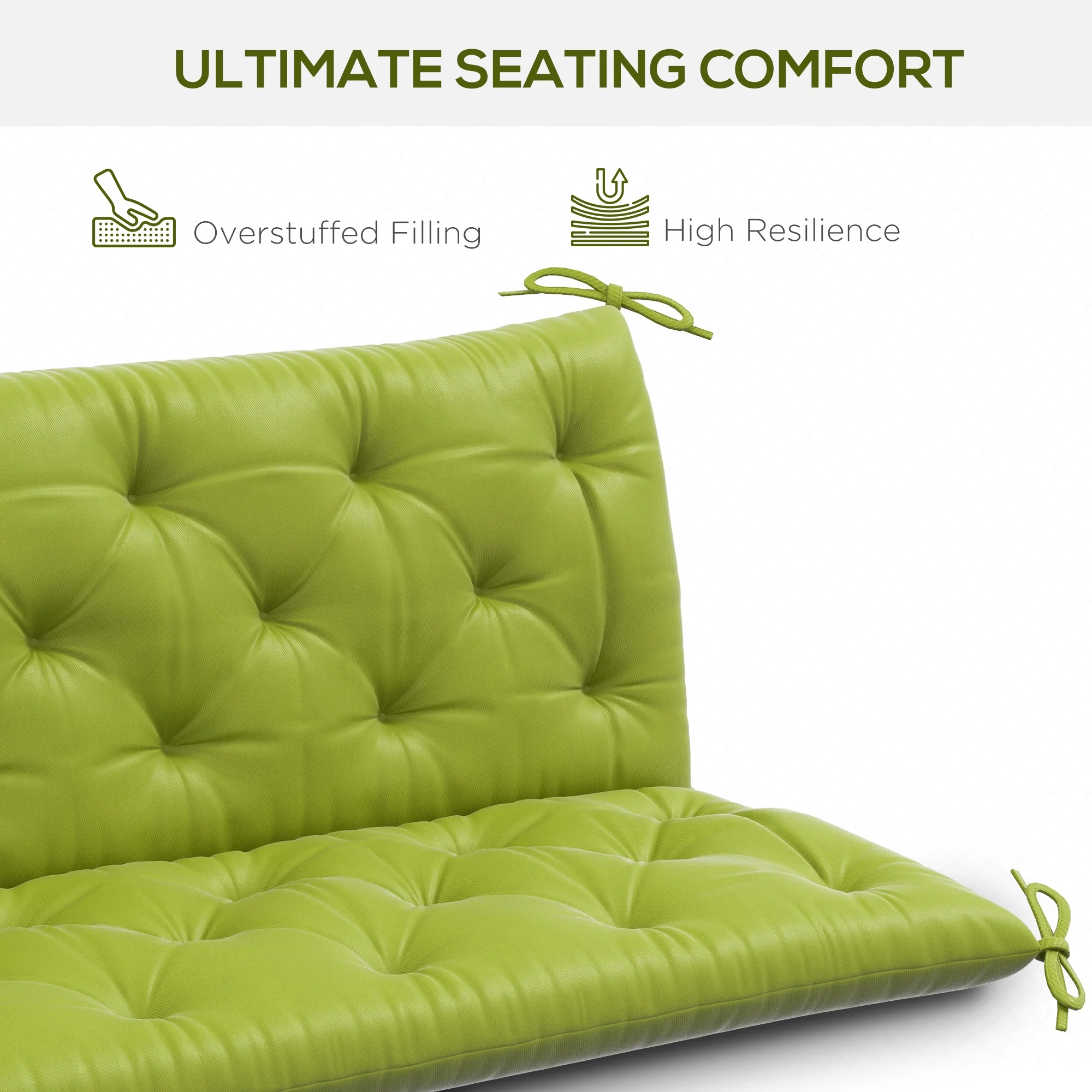 3 Seater Swing Chair Replacement Cushions with Backrest for Patio Furniture, Light Green - Image 7