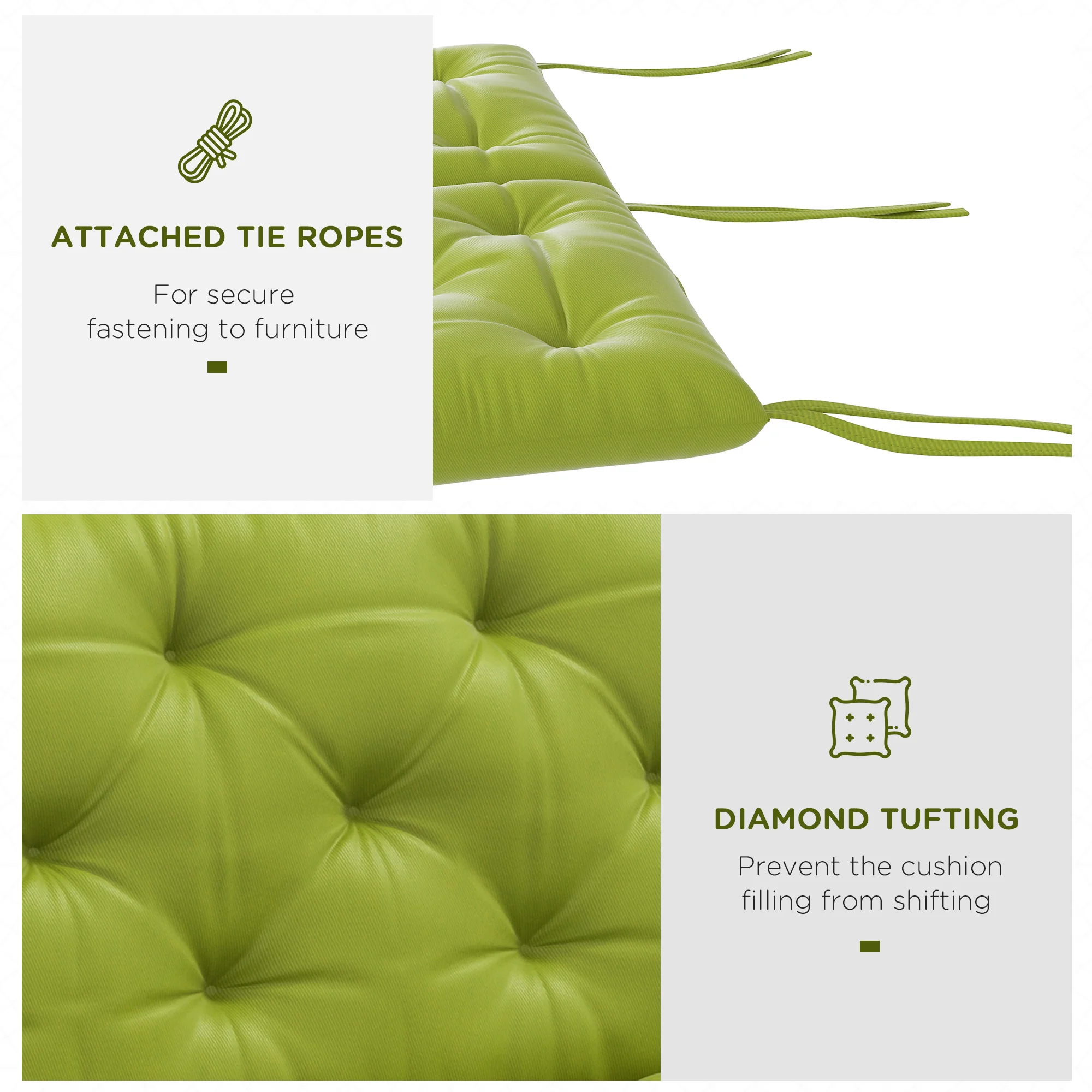 3 Seater Swing Chair Replacement Cushions with Backrest for Patio Furniture, Light Green - Image 8