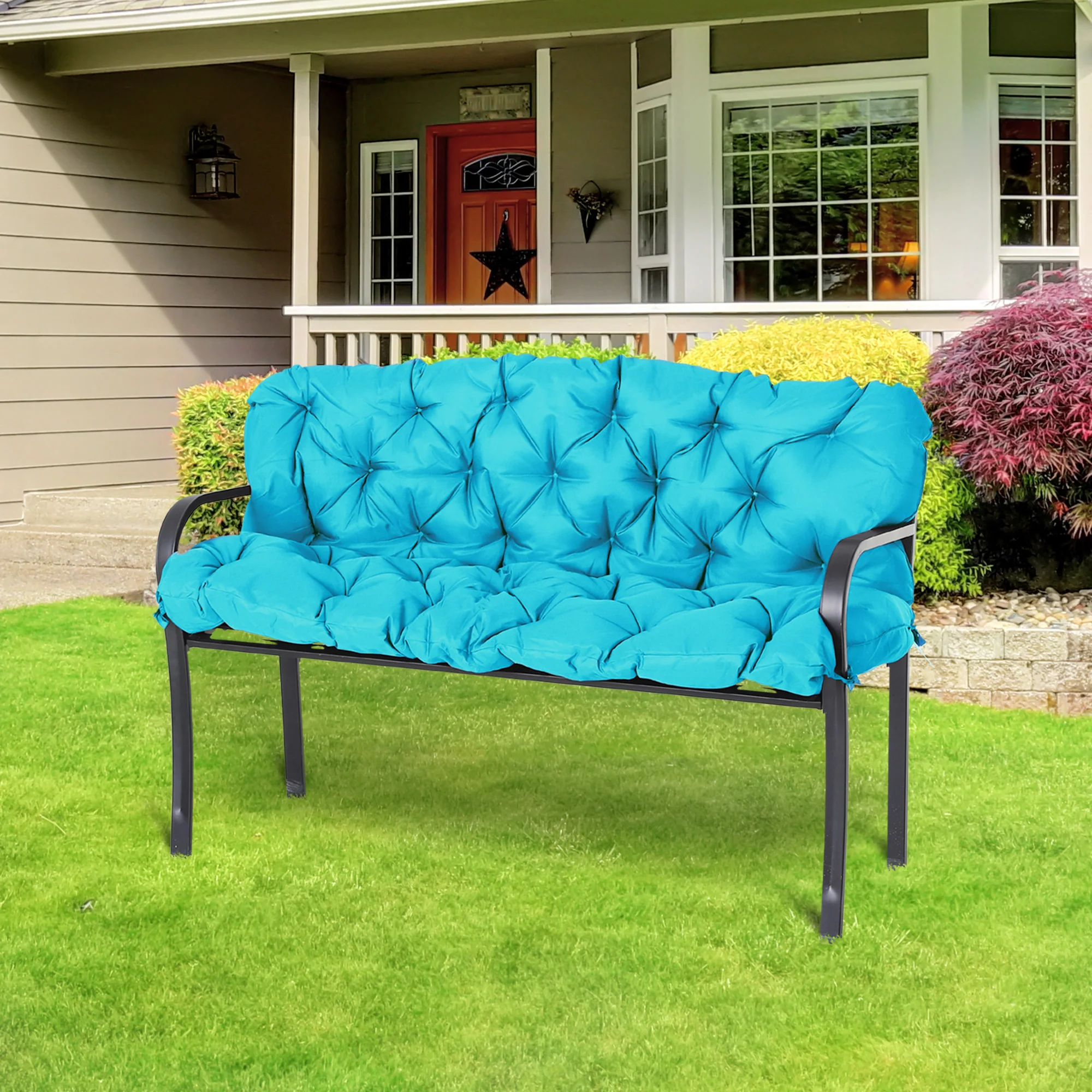 3 Seater Swing Chair Replacement Cushions with Backrest for Patio Furniture, Turquoise - Image 4