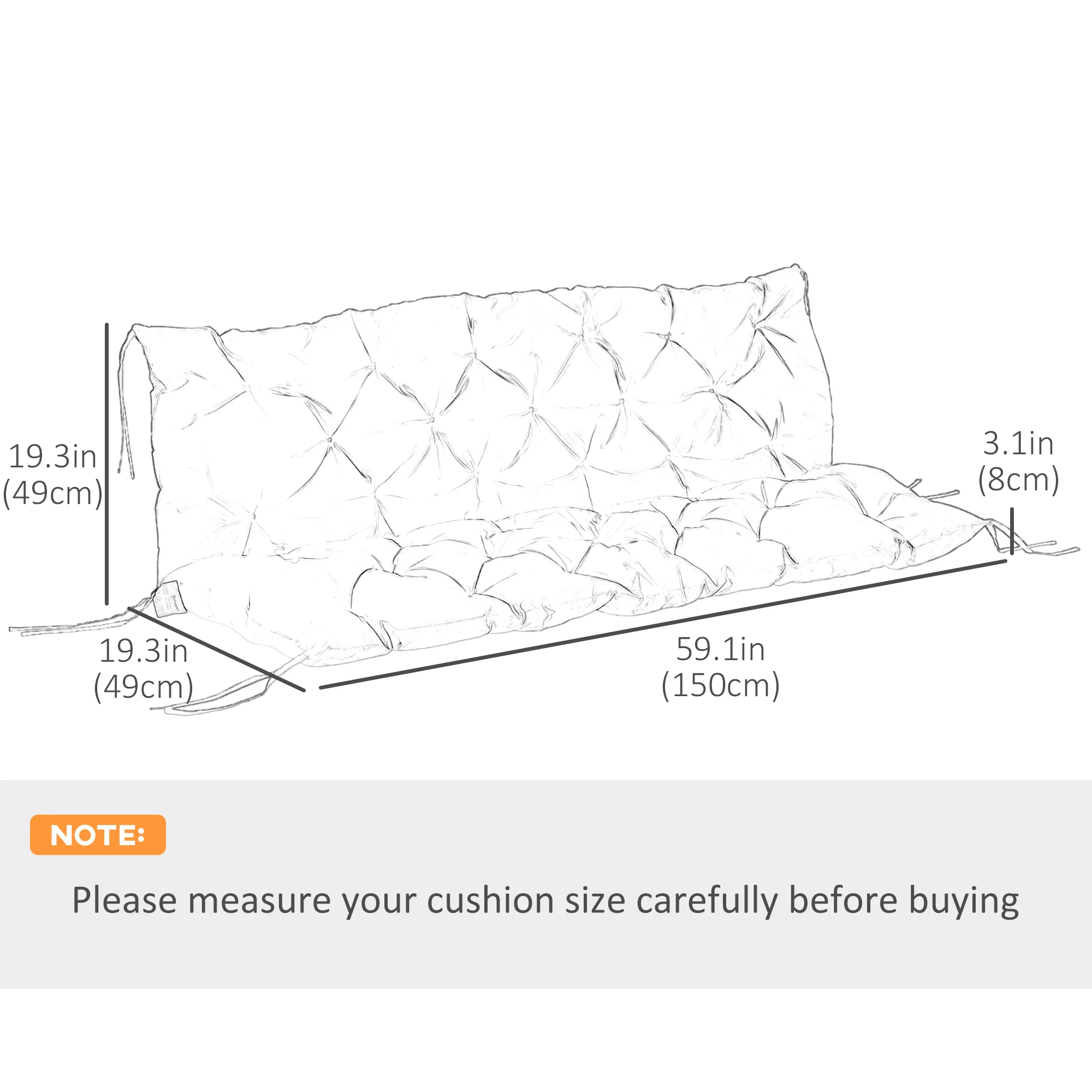 3 Seater Swing Chair Replacement Cushions with Backrest for Patio Furniture, Turquoise - Image 5