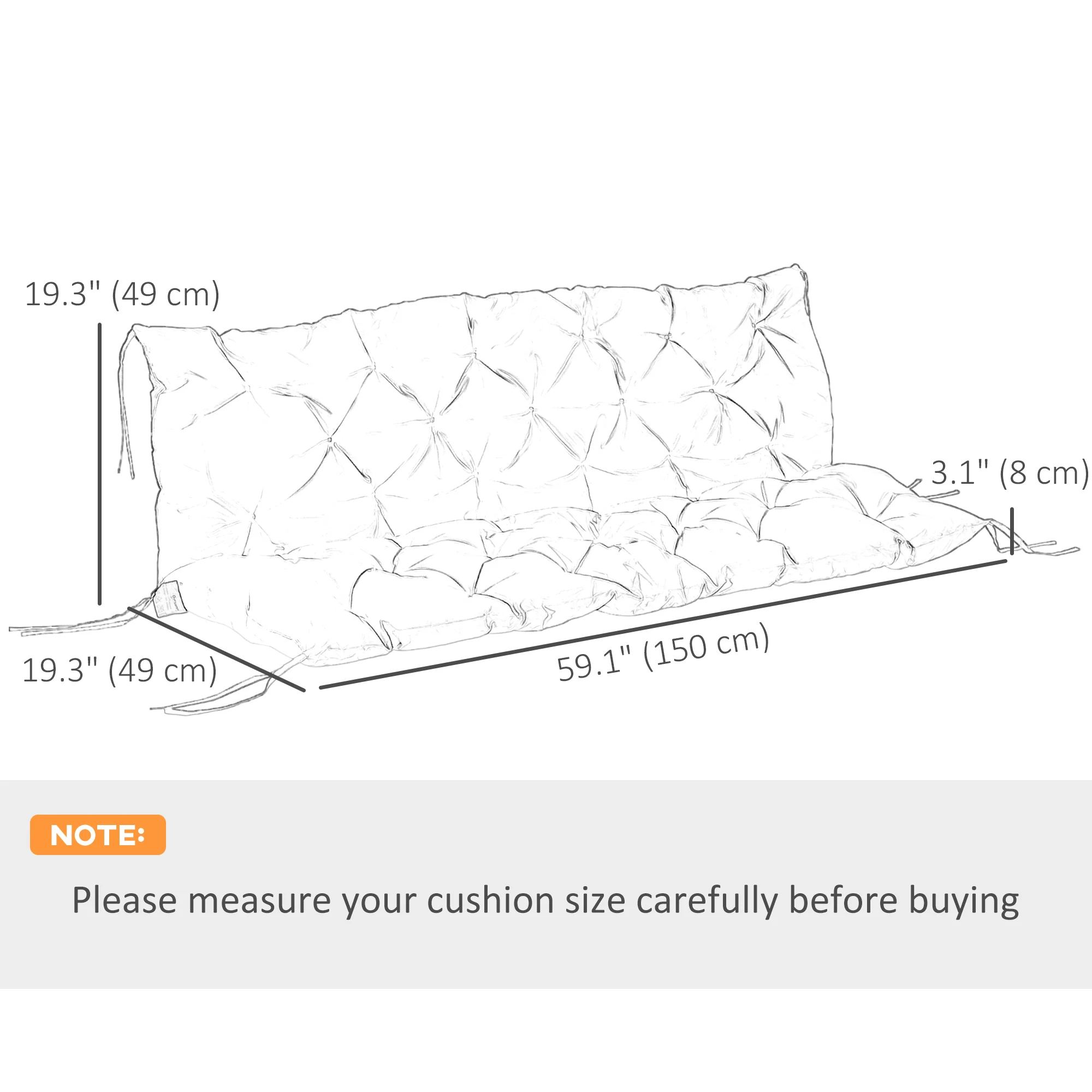 3 Seater Swing Chair Replacement Cushions with Backrest for Patio Furniture, Light Grey - Image 5