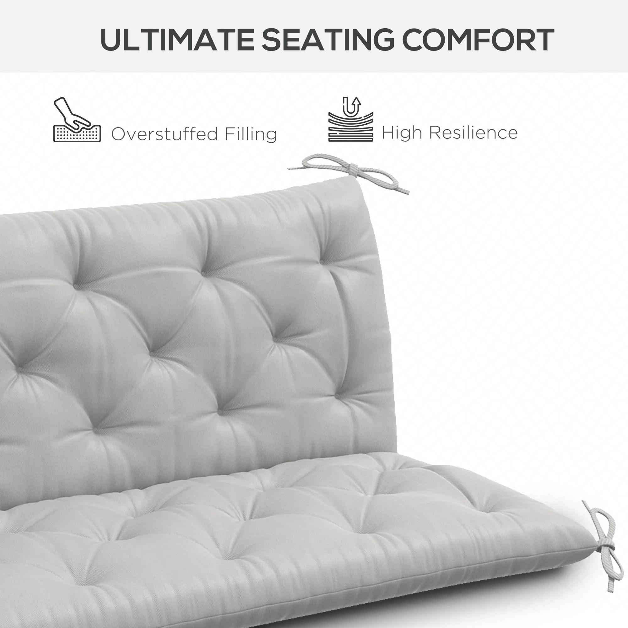 3 Seater Swing Chair Replacement Cushions with Backrest for Patio Furniture, Light Grey - Image 7