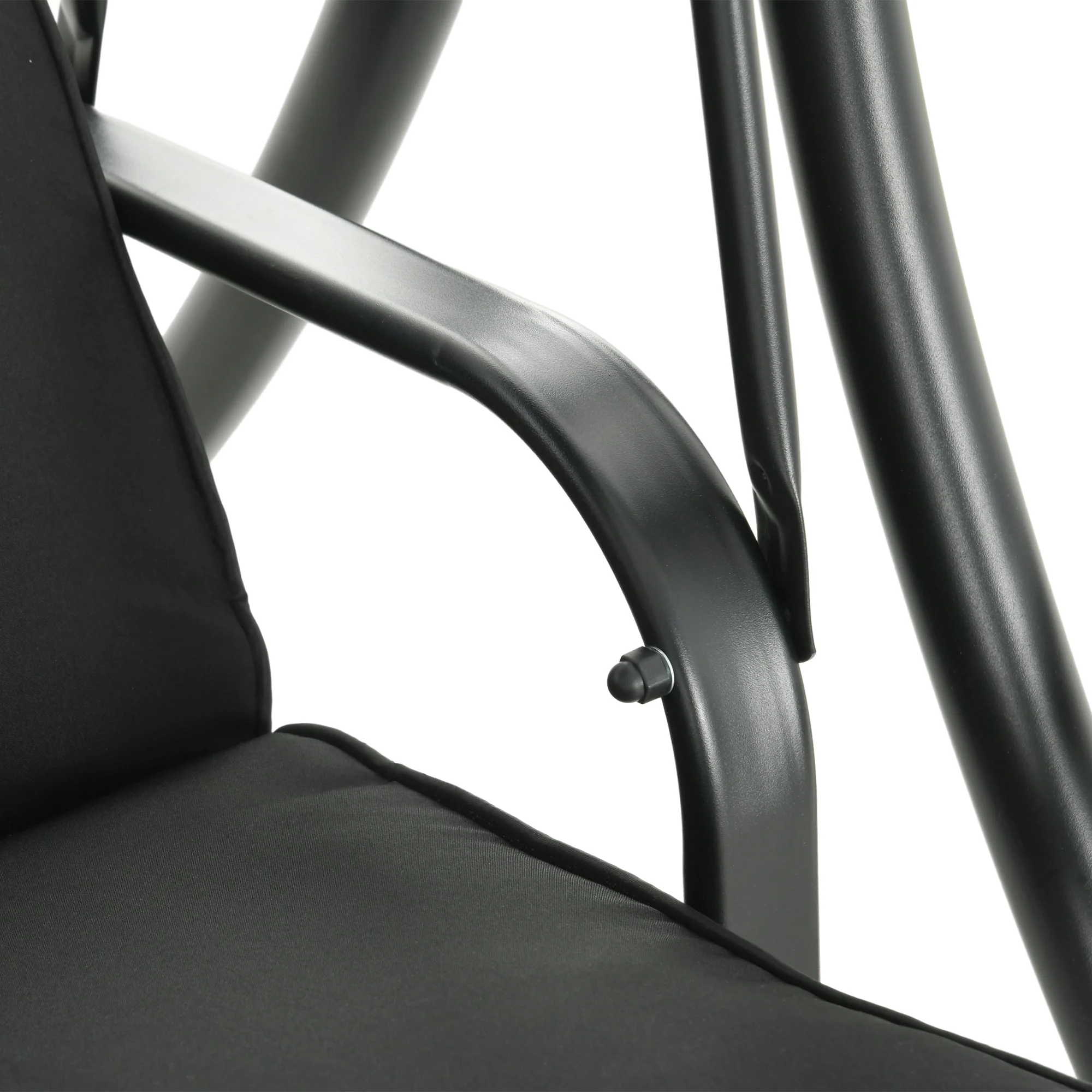 3 Seat Outdoor Swing Chair,  Steel Swing Bench with Adjustable Canopy & Cusions, Black - Image 11