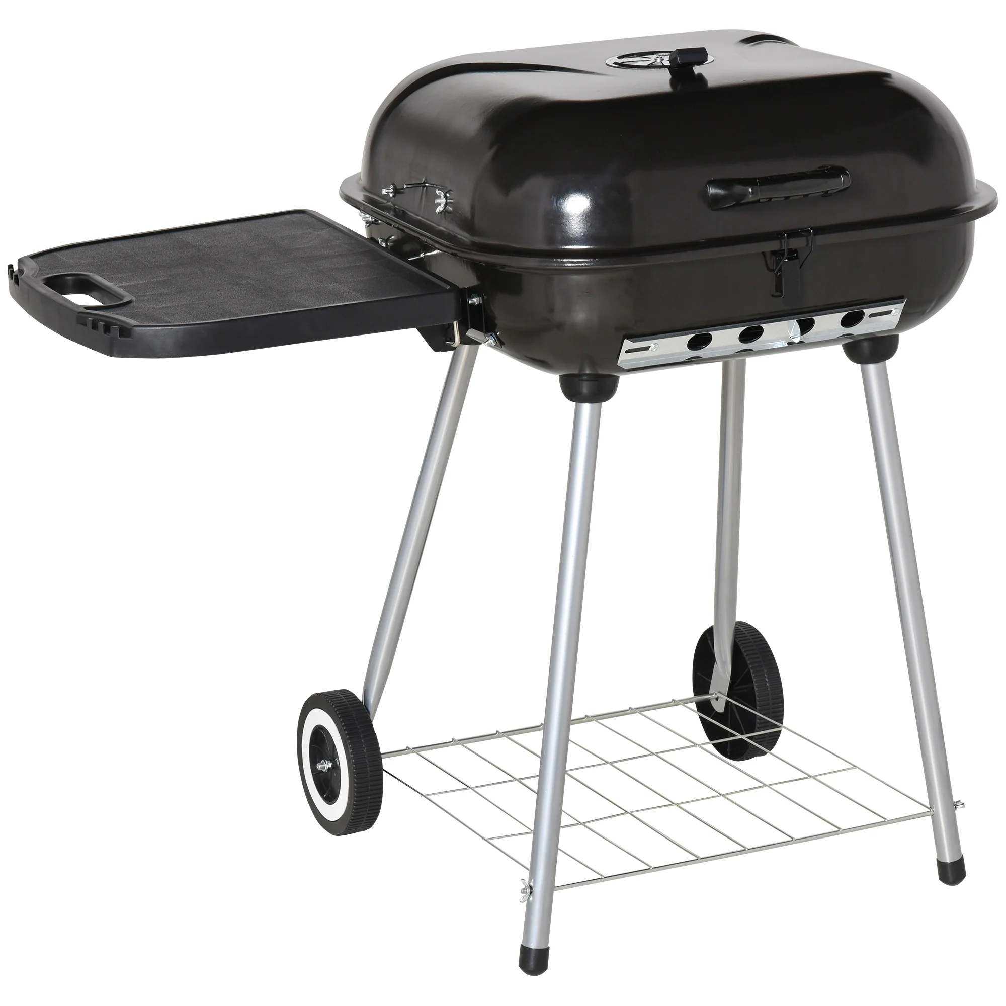 Portable Charcoal Grill with Foldable Shelf and Adjustable Vents for Backyard Cooking, Black - Image 13