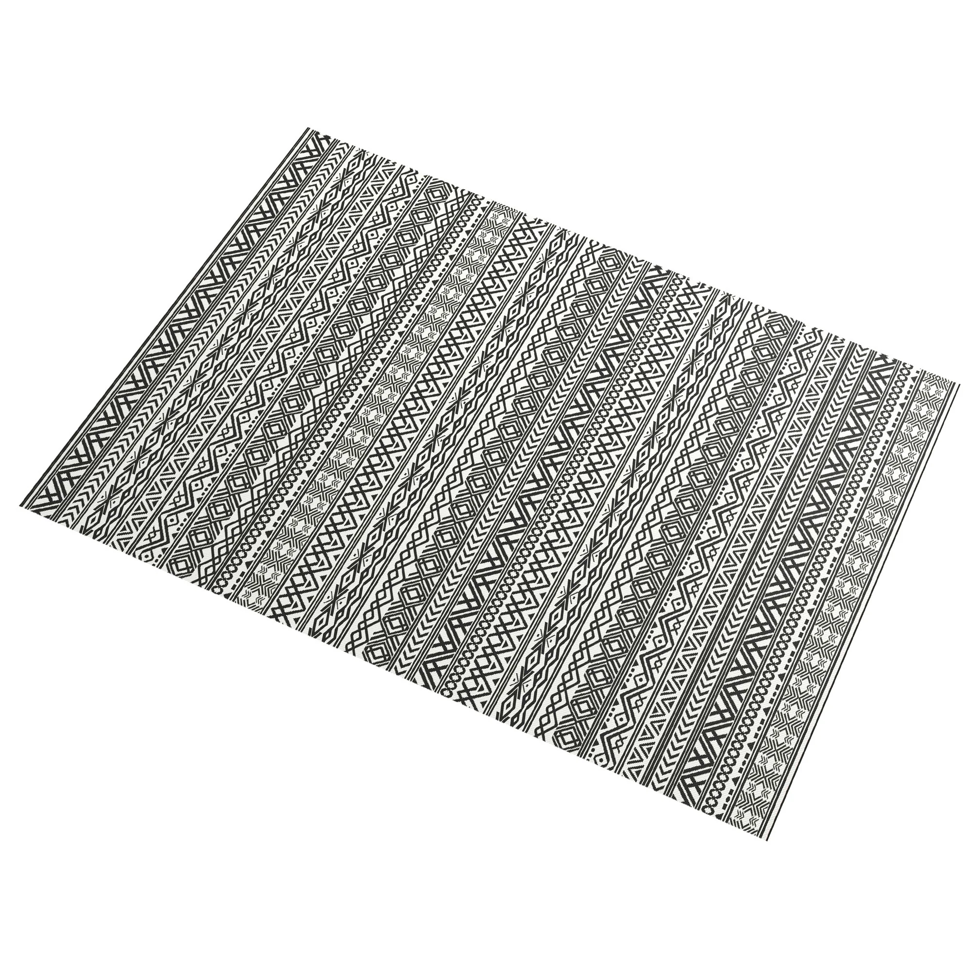 9' x 12' Reversible Mat w/ Carry Bag, Boho Waterproof RV Rug for Backyard, Grey & White - Image 2