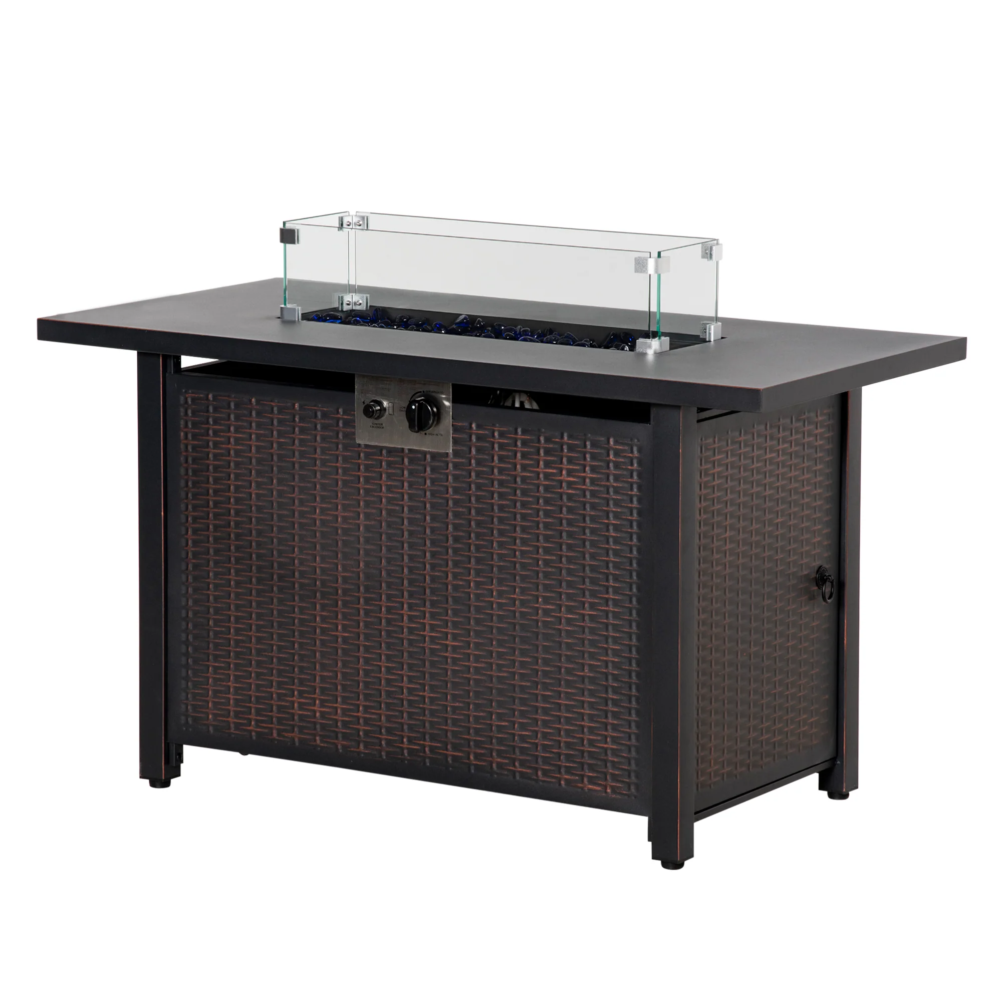 43" Propane Fire Pit Table, 50,000 BTU Pulse-Ignition Wicker Firepit, Bronze - Image 12