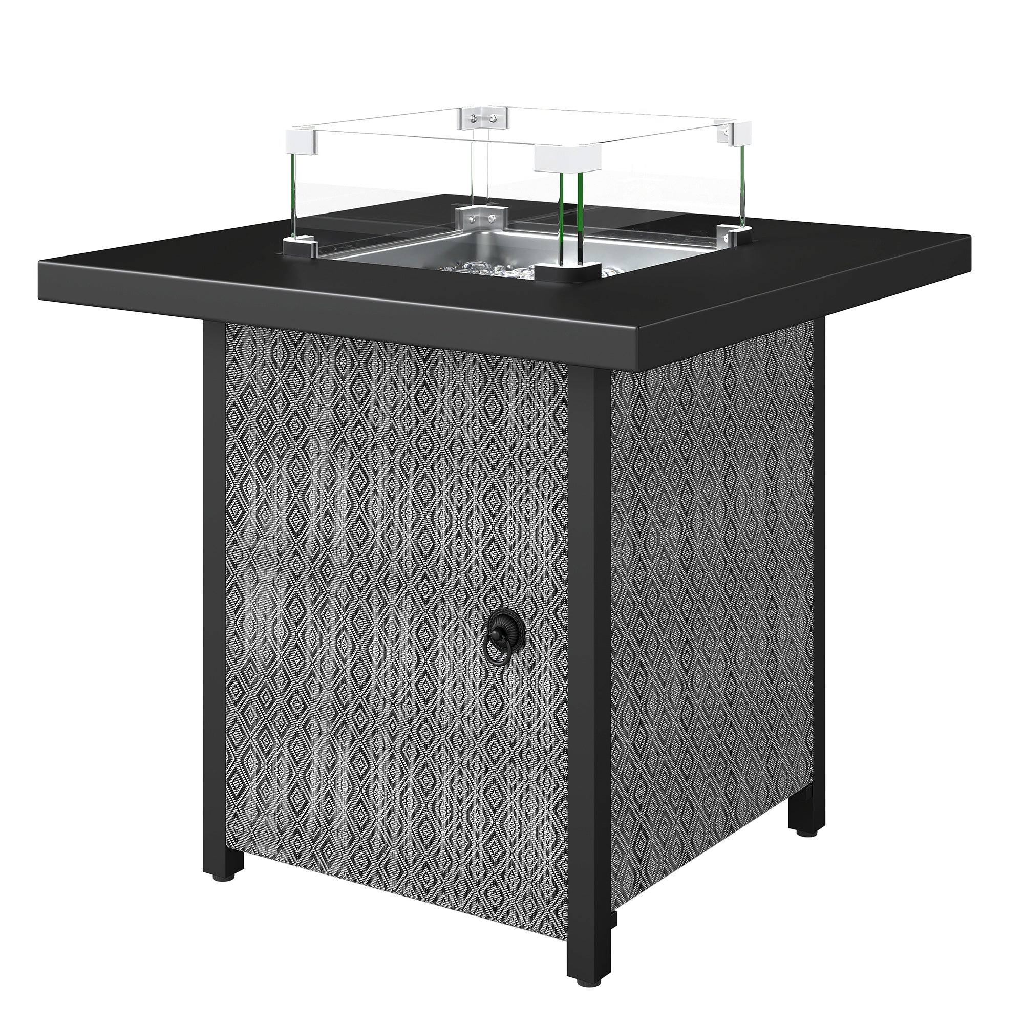 11.7 KW Propane Gas Fire Pit Table with Wind Guard and Lid, Black - Image 2