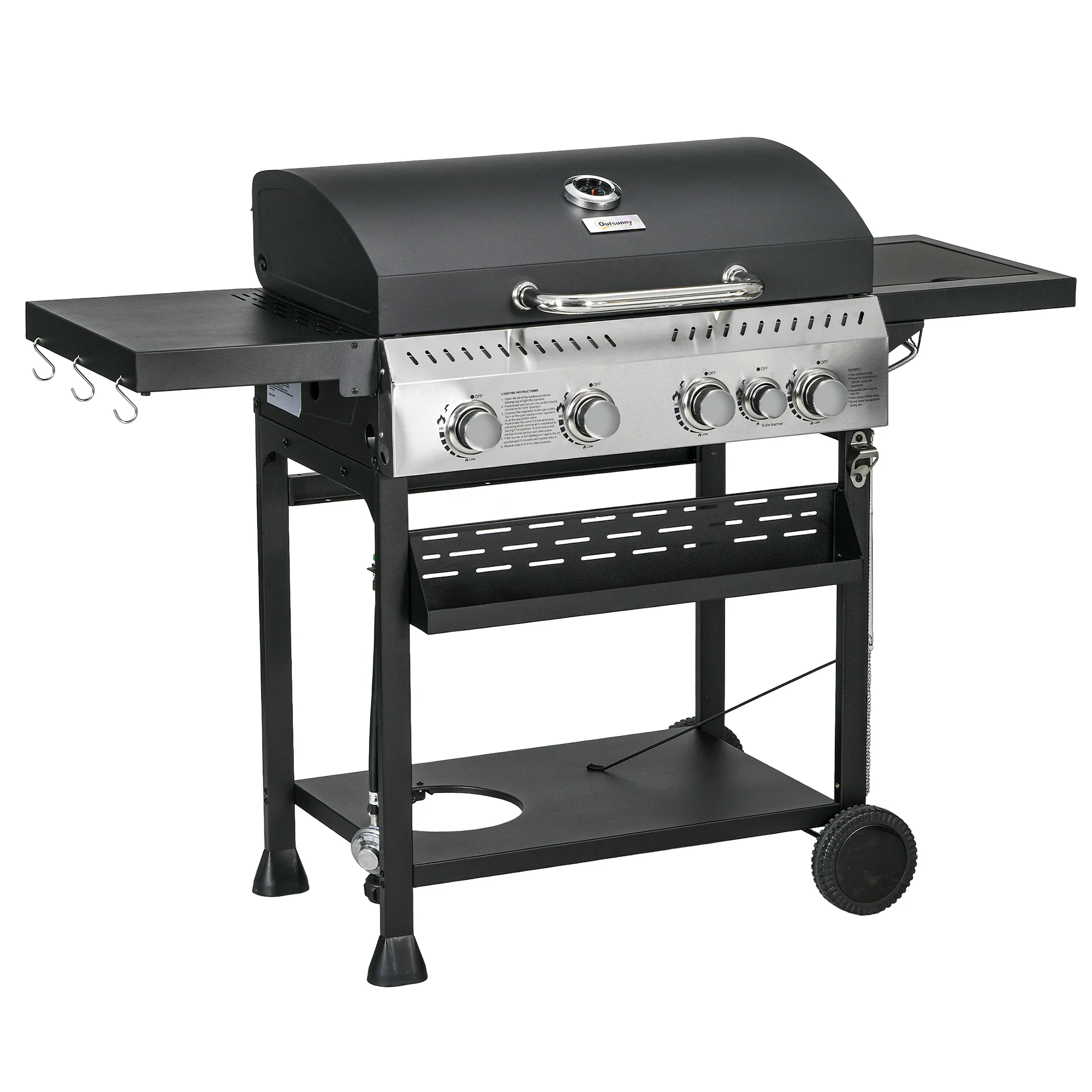 40,000 BTU Propane Grill with 4 Burners & Side Shelf, Black - Image 12
