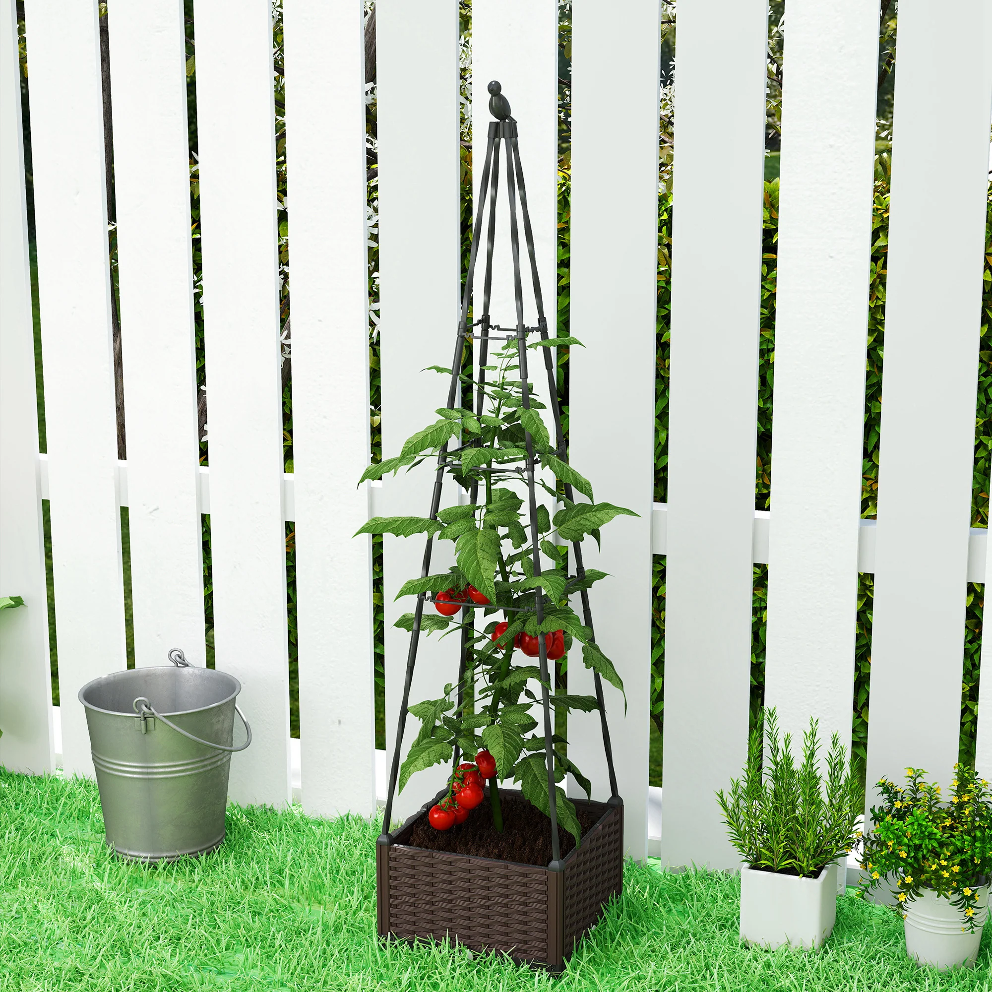 Self Watering Raised Garden Bed with Trellis, 40 x 40 x 175 cm - Image 10