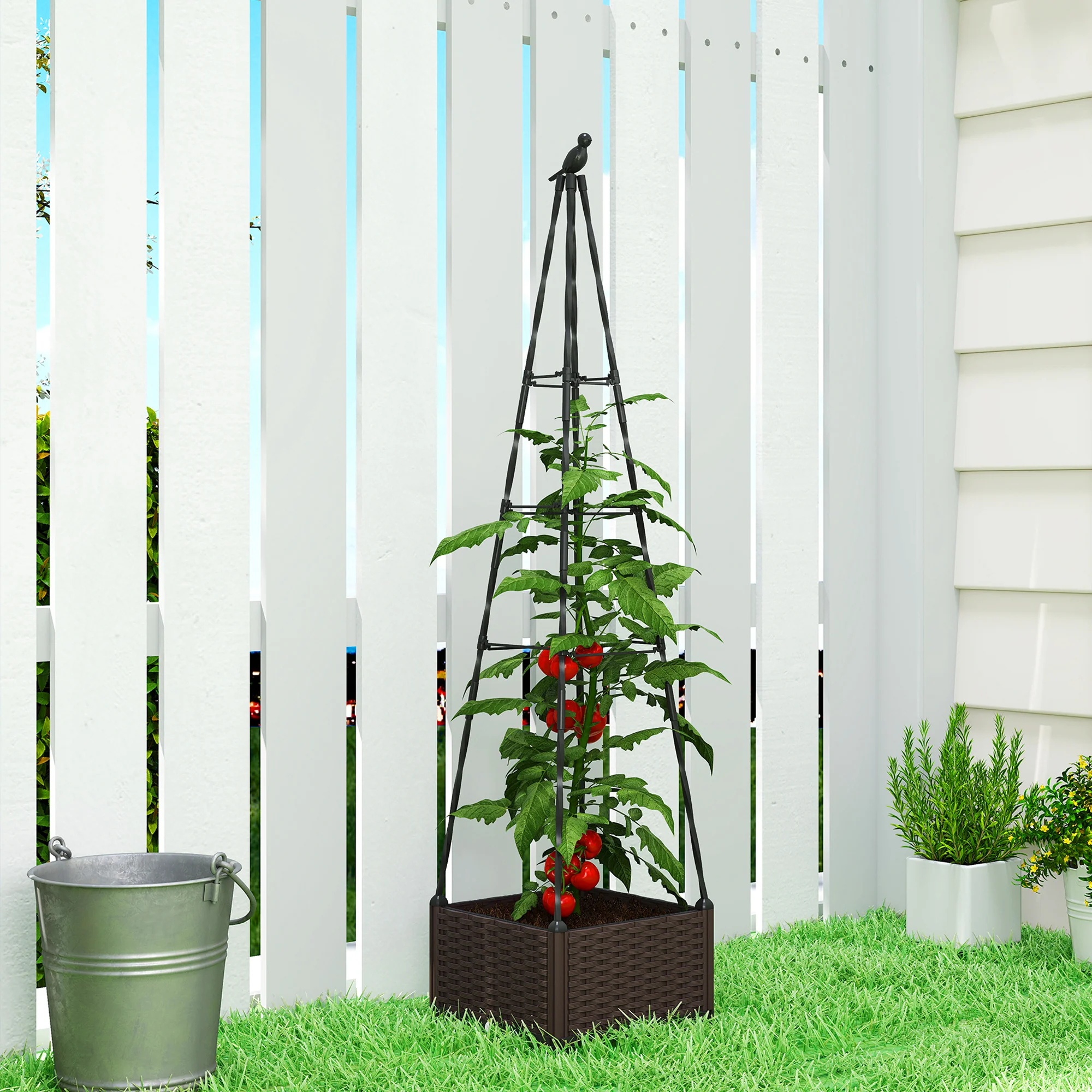 Self Watering Raised Garden Bed with Trellis, 40 x 40 x 175 cm - Image 3