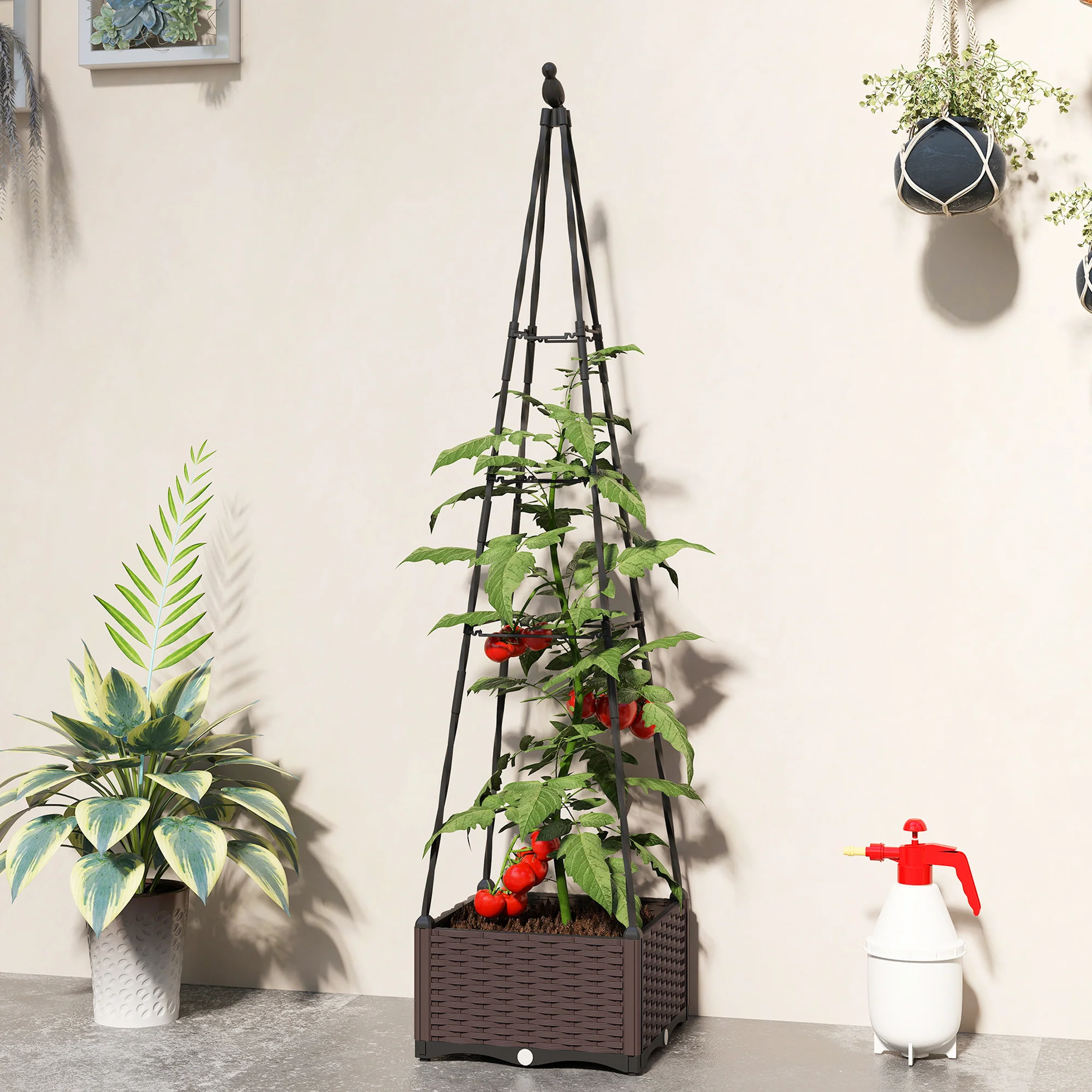 Self Watering Raised Garden Bed with Trellis, 40 x 40 x 175 cm - Image 4