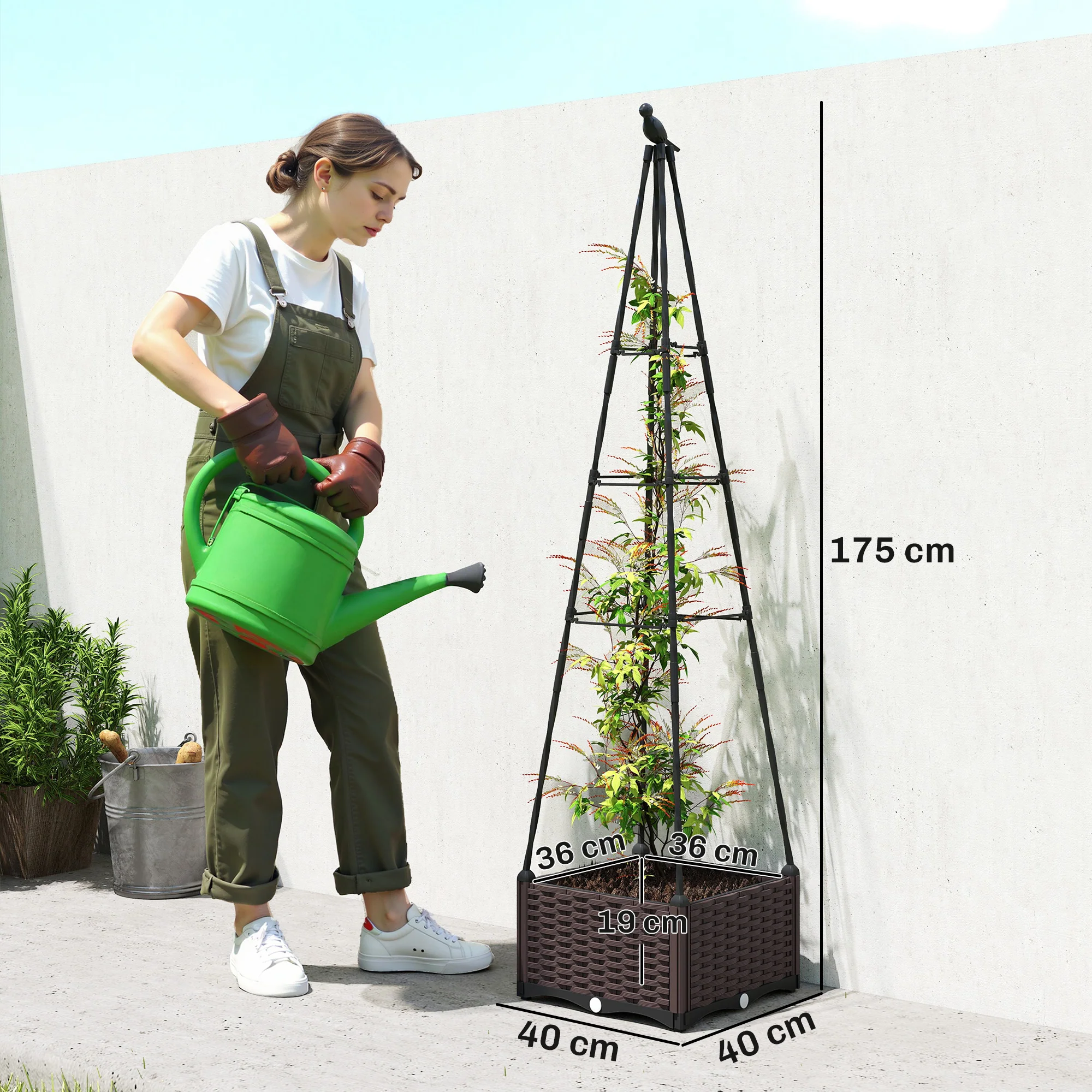 Self Watering Raised Garden Bed with Trellis, 40 x 40 x 175 cm - Image 5