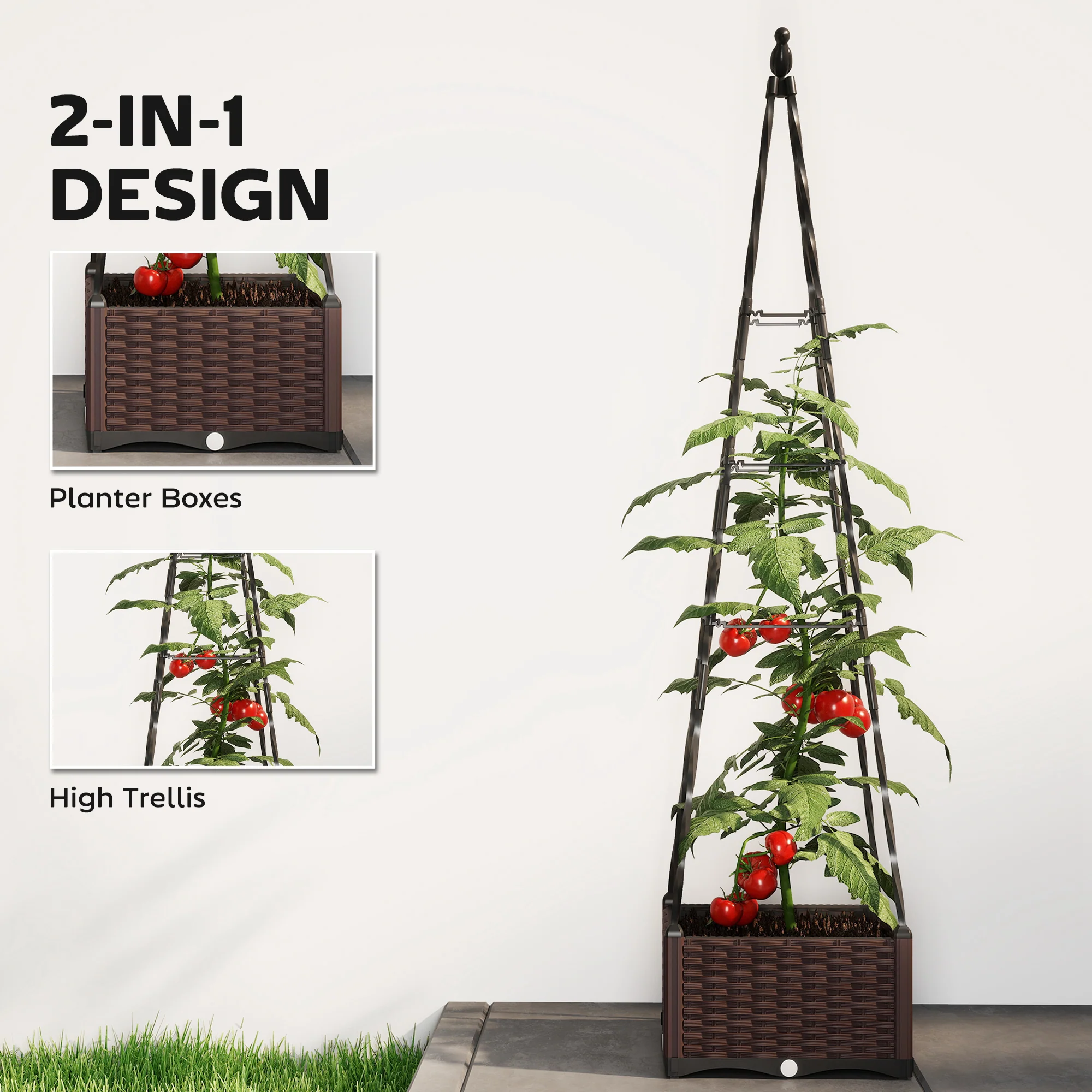 Self Watering Raised Garden Bed with Trellis, 40 x 40 x 175 cm - Image 6