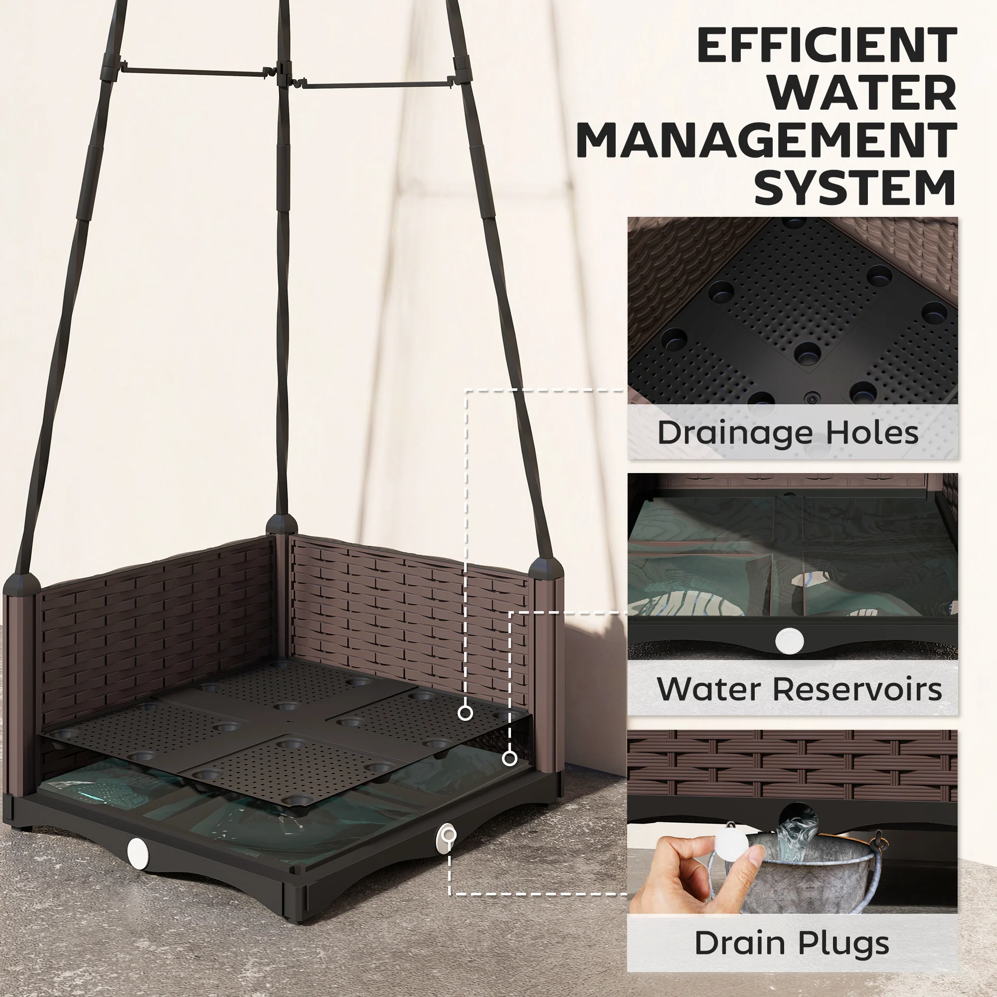Self Watering Raised Garden Bed with Trellis, 40 x 40 x 175 cm - Image 7