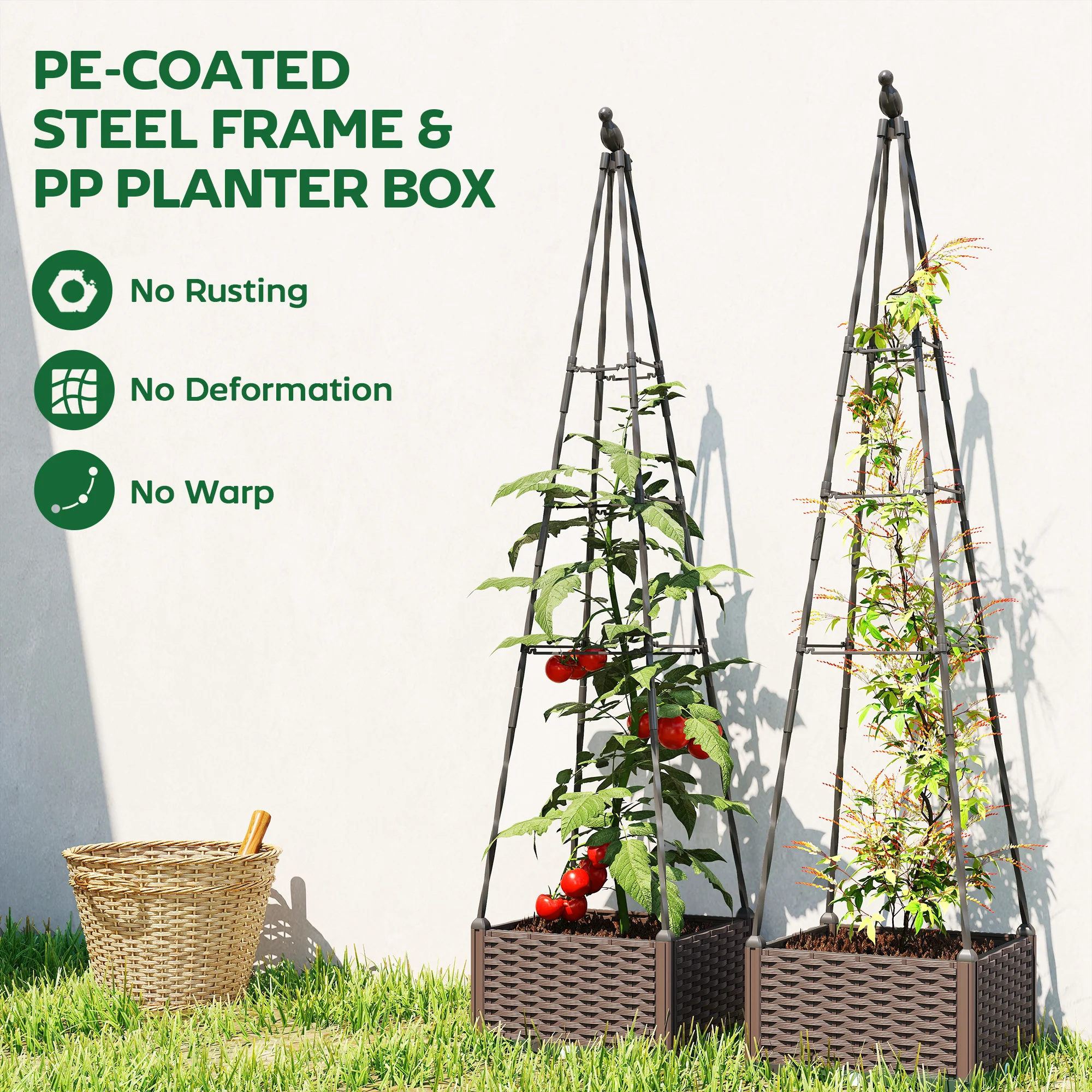 Self Watering Raised Garden Bed with Trellis, 40 x 40 x 175 cm - Image 9
