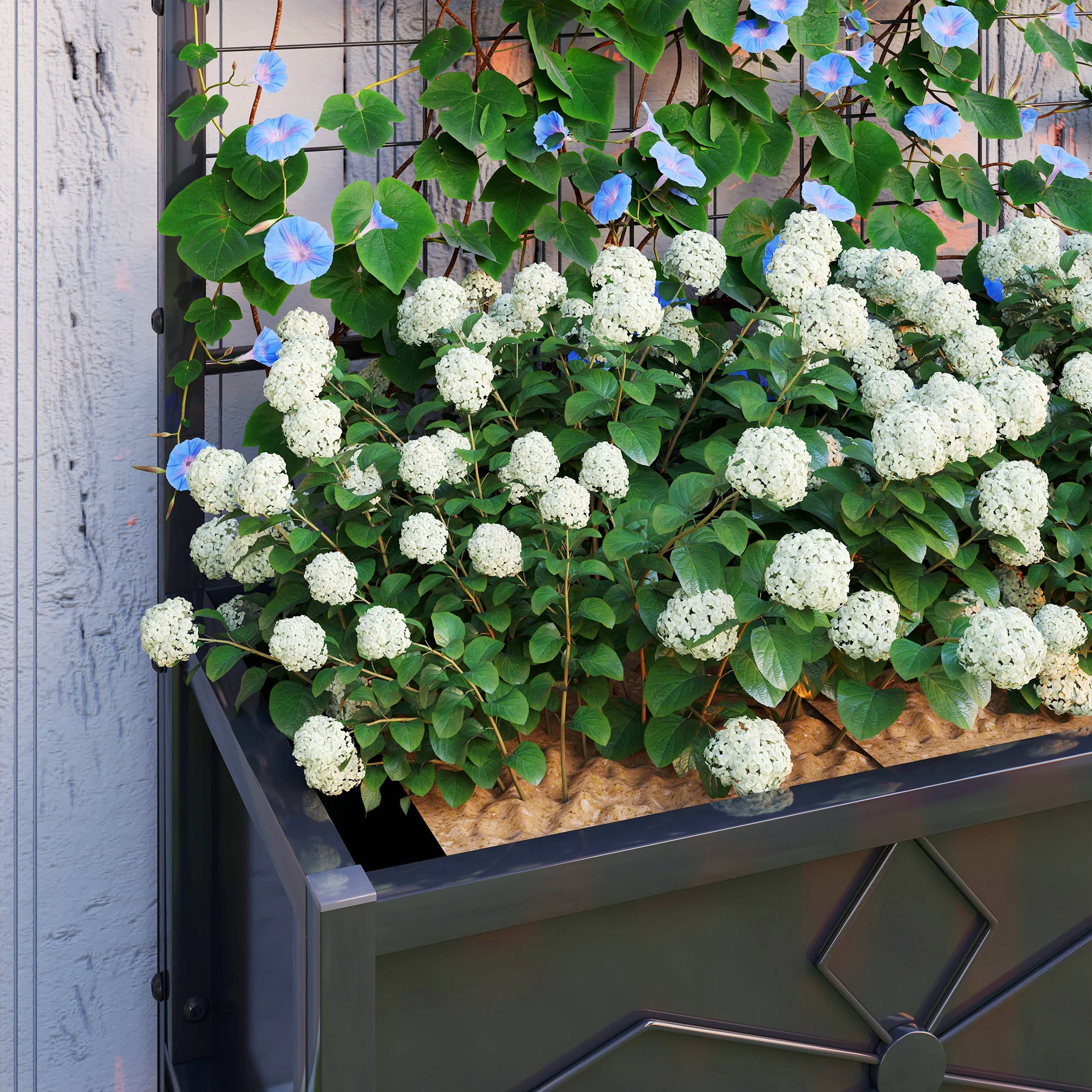 Raised Bed for Garden with Trellis, Galvanised Planter Box with Diamond Pattern, Drainage Holes for Vegetables, Herbs and Flowers, 90 x 40 x 120 cm, Black - Image 11