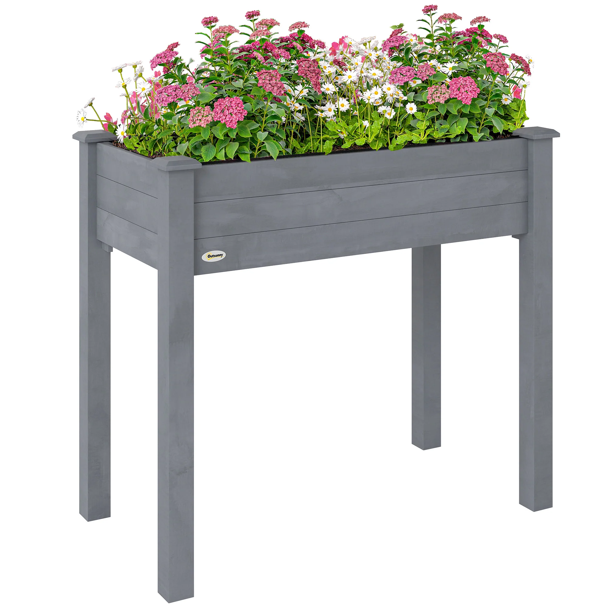 Wooden Elevated Planter Box with Liner for Garden Use