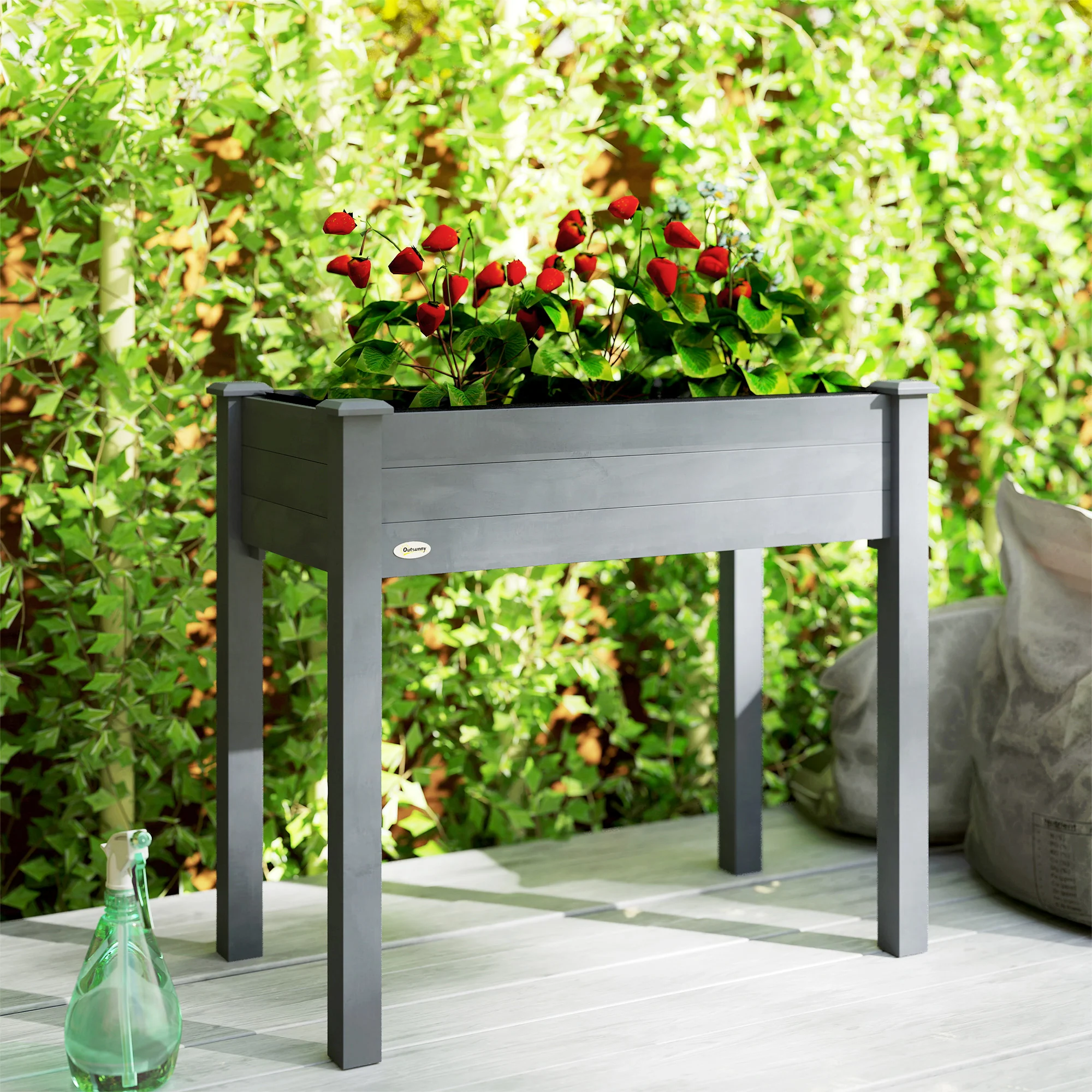 Wooden Elevated Planter Box with Liner for Garden Use - Image 10