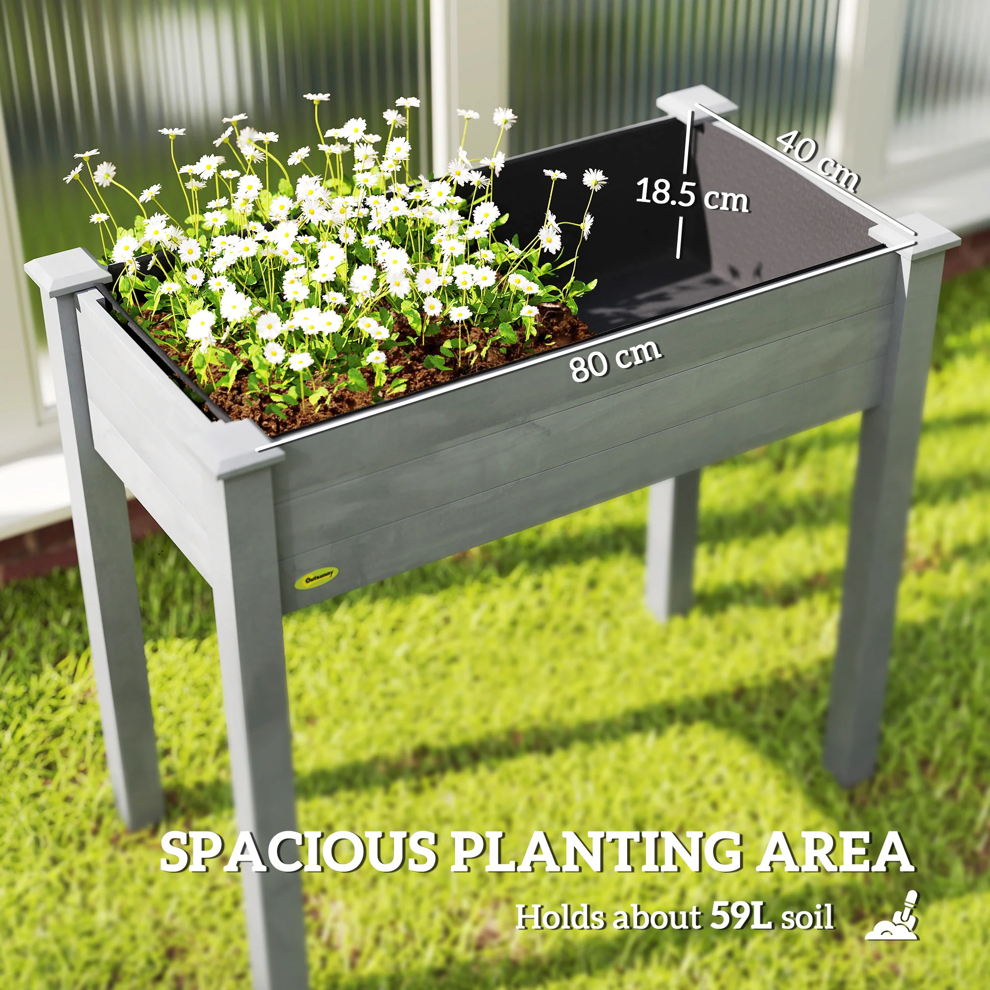 Wooden Elevated Planter Box with Liner for Garden Use - Image 6