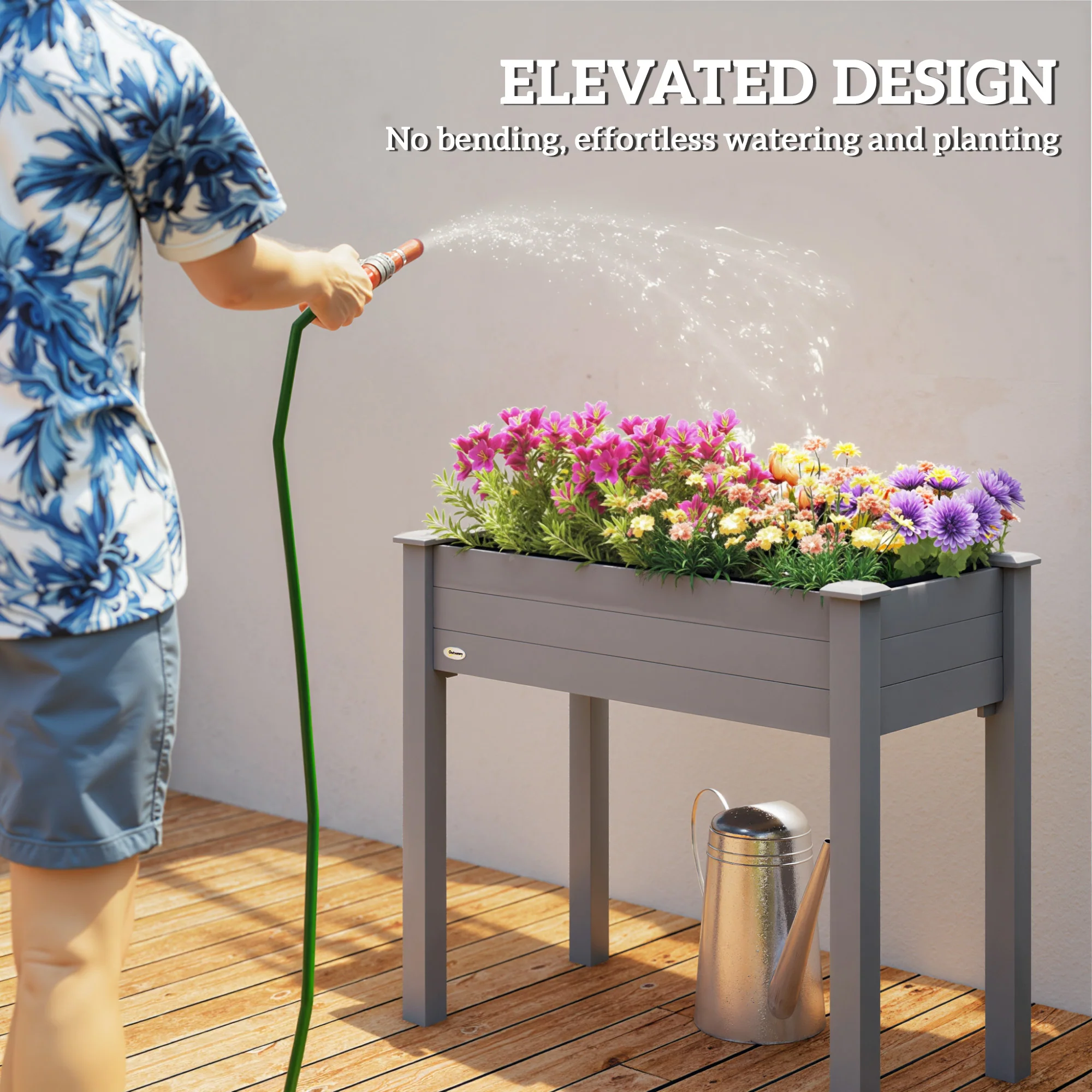 Wooden Elevated Planter Box with Liner for Garden Use - Image 8