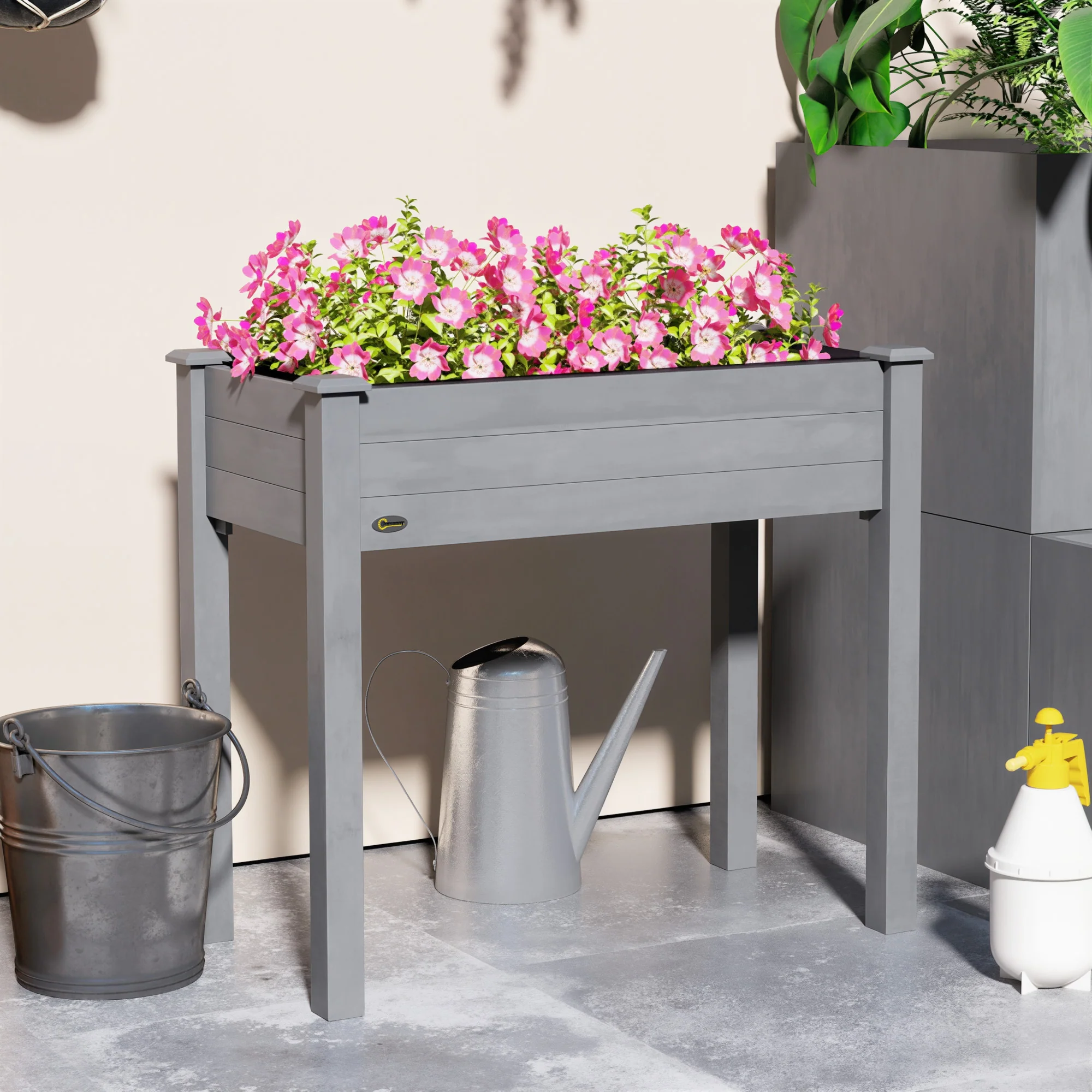 Wooden Elevated Planter Box with Liner for Garden Use - Image 9