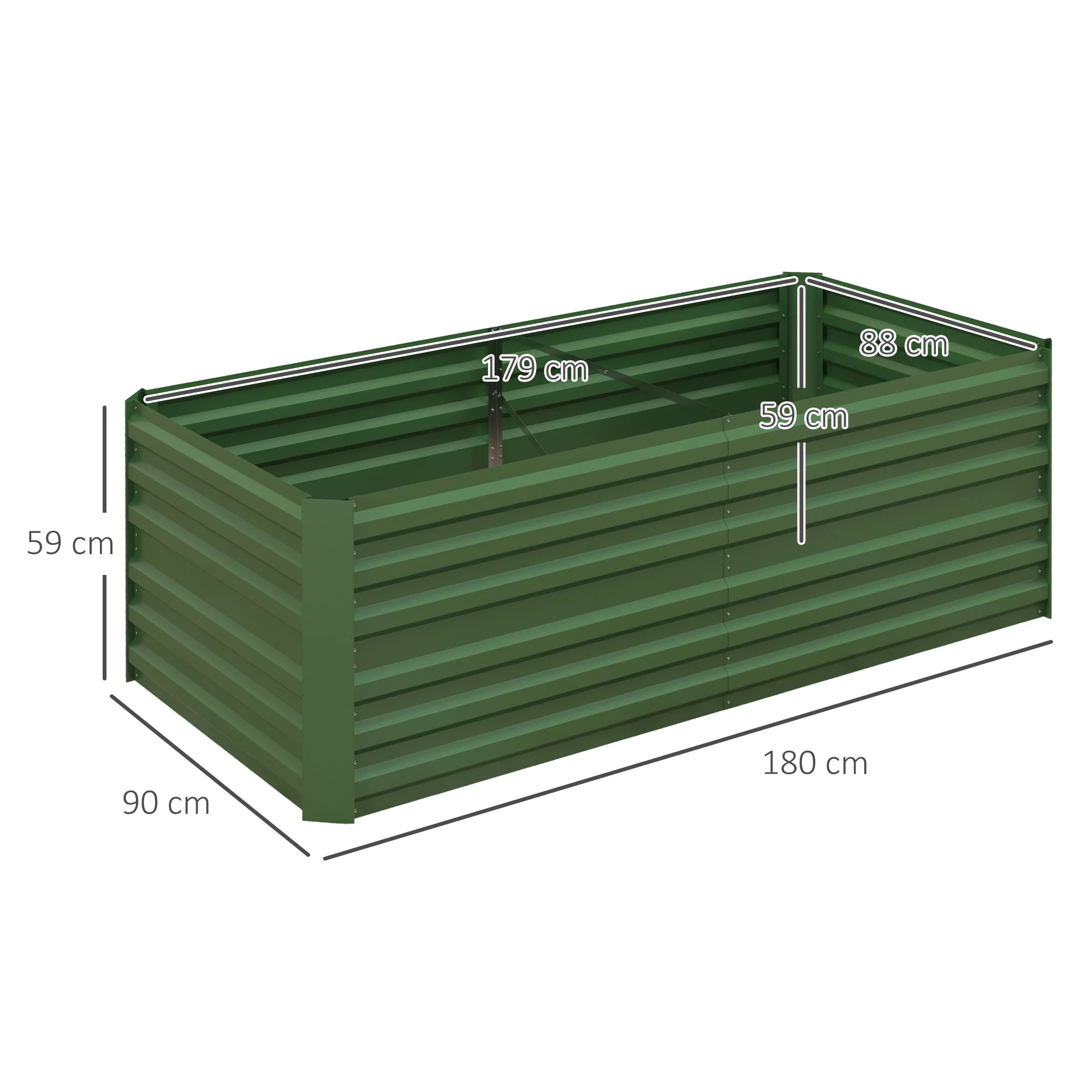 Raised Beds for Garden, Galvanised Steel Outdoor Planters with Multi-reinforced Rods for Vegetables, Plants, Flowers and Herbs, 180 x 90 x 59 cm, Green - Image 5