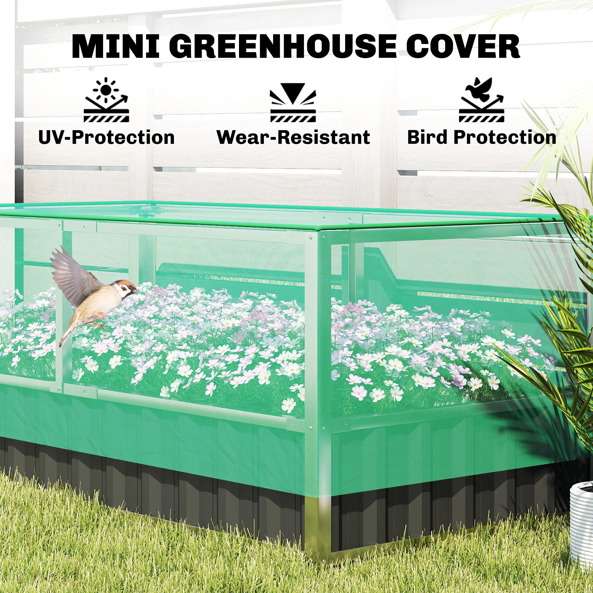 5.7 x 3 x 2.3ft Steel Raised Garden Bed with Cover and Gloves, Dark Grey - Image 6