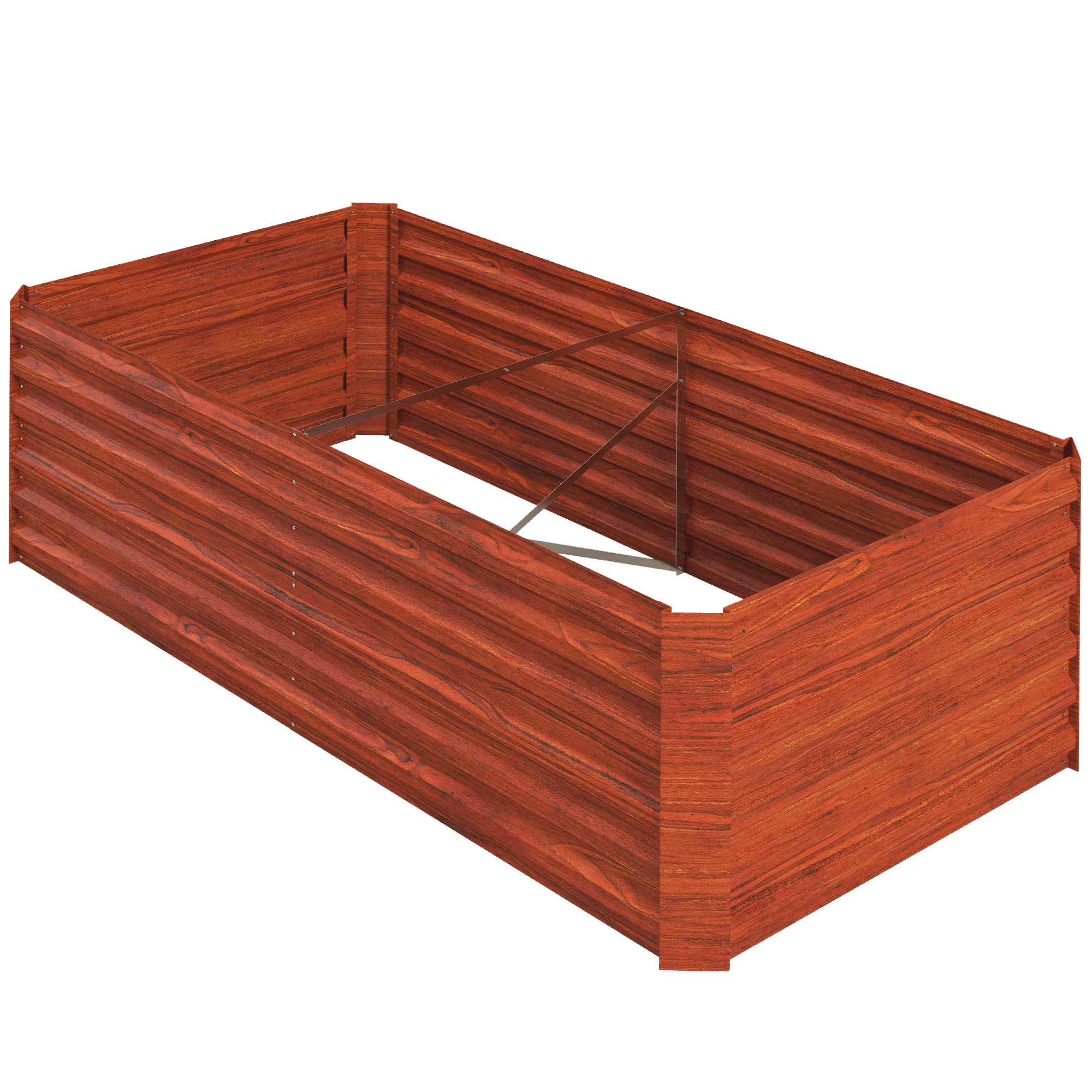 Raised Garden Bed, 6' x 3' x 2' Galvanized Steel Planters for Outdoor Plants with Multi-reinforced Rods for Vegetables, Flowers and Herbs, Rustic Brown - Image 2