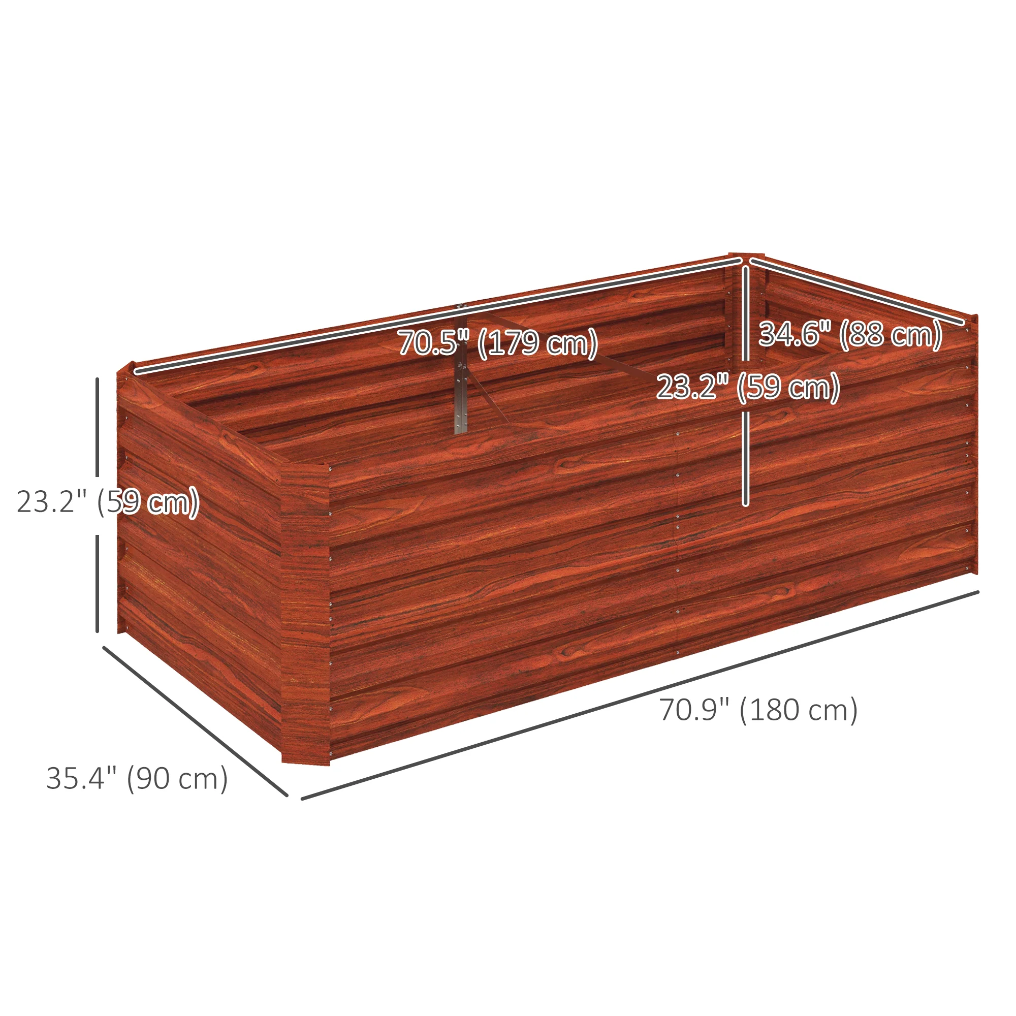 Raised Garden Bed, 6' x 3' x 2' Galvanized Steel Planters for Outdoor Plants with Multi-reinforced Rods for Vegetables, Flowers and Herbs, Rustic Brown - Image 5