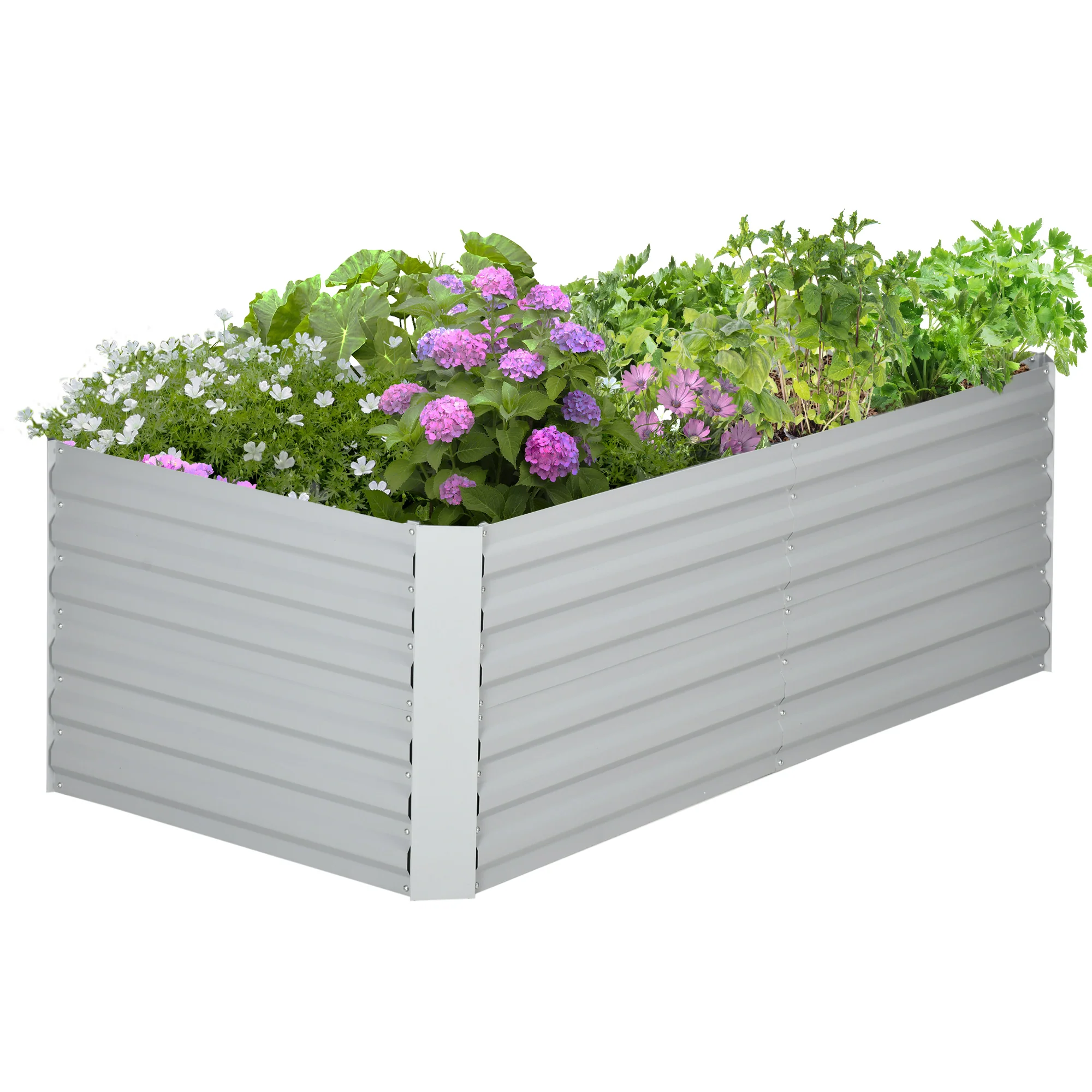 Raised Garden Bed, 6' x 3' x 2' Galvanized Steel Planters for Outdoor Plants with Multi-reinforced Rods for Vegetables, Flowers and Herbs, Light Grey - Image 2
