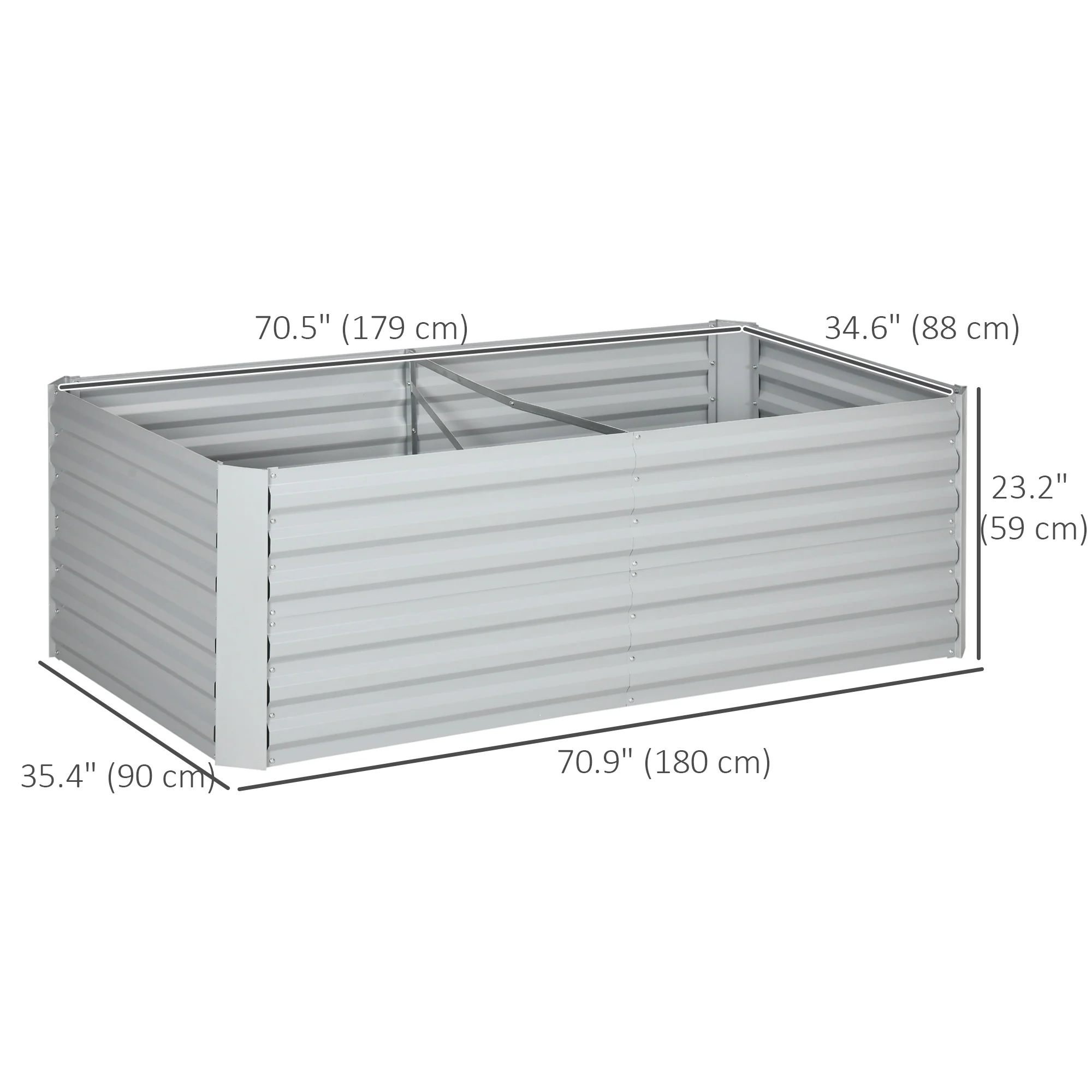 Raised Garden Bed, 6' x 3' x 2' Galvanized Steel Planters for Outdoor Plants with Multi-reinforced Rods for Vegetables, Flowers and Herbs, Light Grey - Image 5