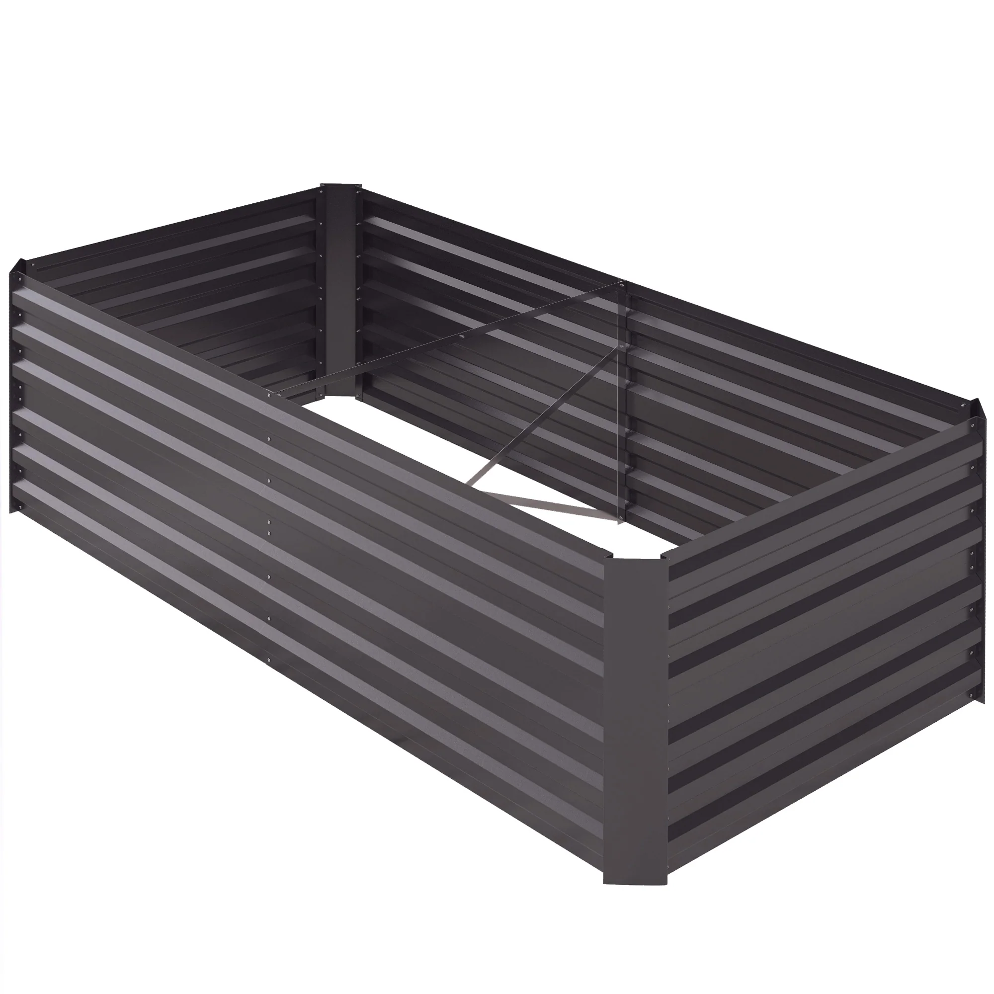 Raised Garden Bed, 6' x 3' x 2' Galvanized Steel Planters for Outdoor Plants with Multi-reinforced Rods for Vegetables, Flowers and Herbs, Dark Grey - Image 2