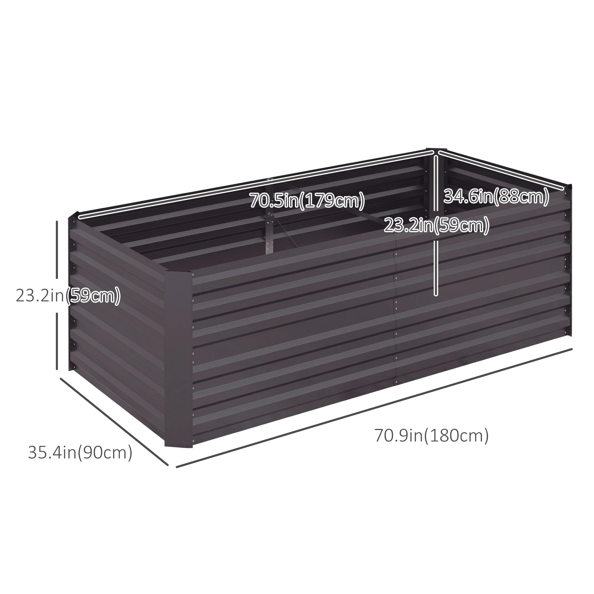 Raised Garden Bed, 6' x 3' x 2' Galvanized Steel Planters for Outdoor Plants with Multi-reinforced Rods for Vegetables, Flowers and Herbs, Dark Grey - Image 5