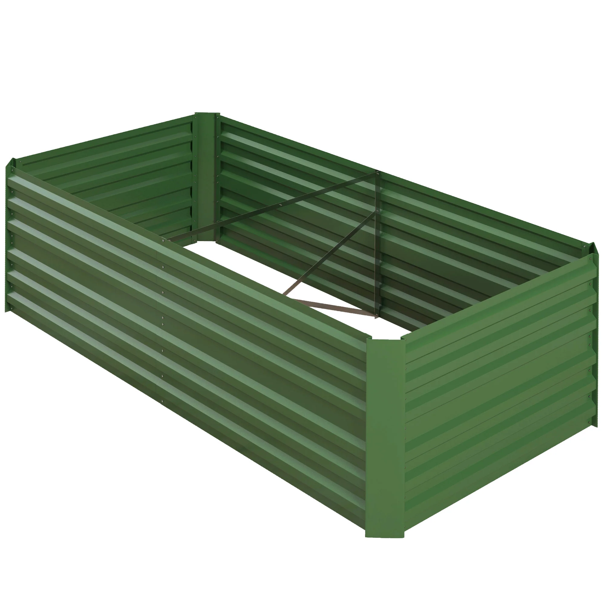 Raised Garden Bed, 6' x 3' x 2' Galvanized Steel Planters for Outdoor Plants with Multi-reinforced Rods for Vegetables, Flowers and Herbs, Green - Image 2