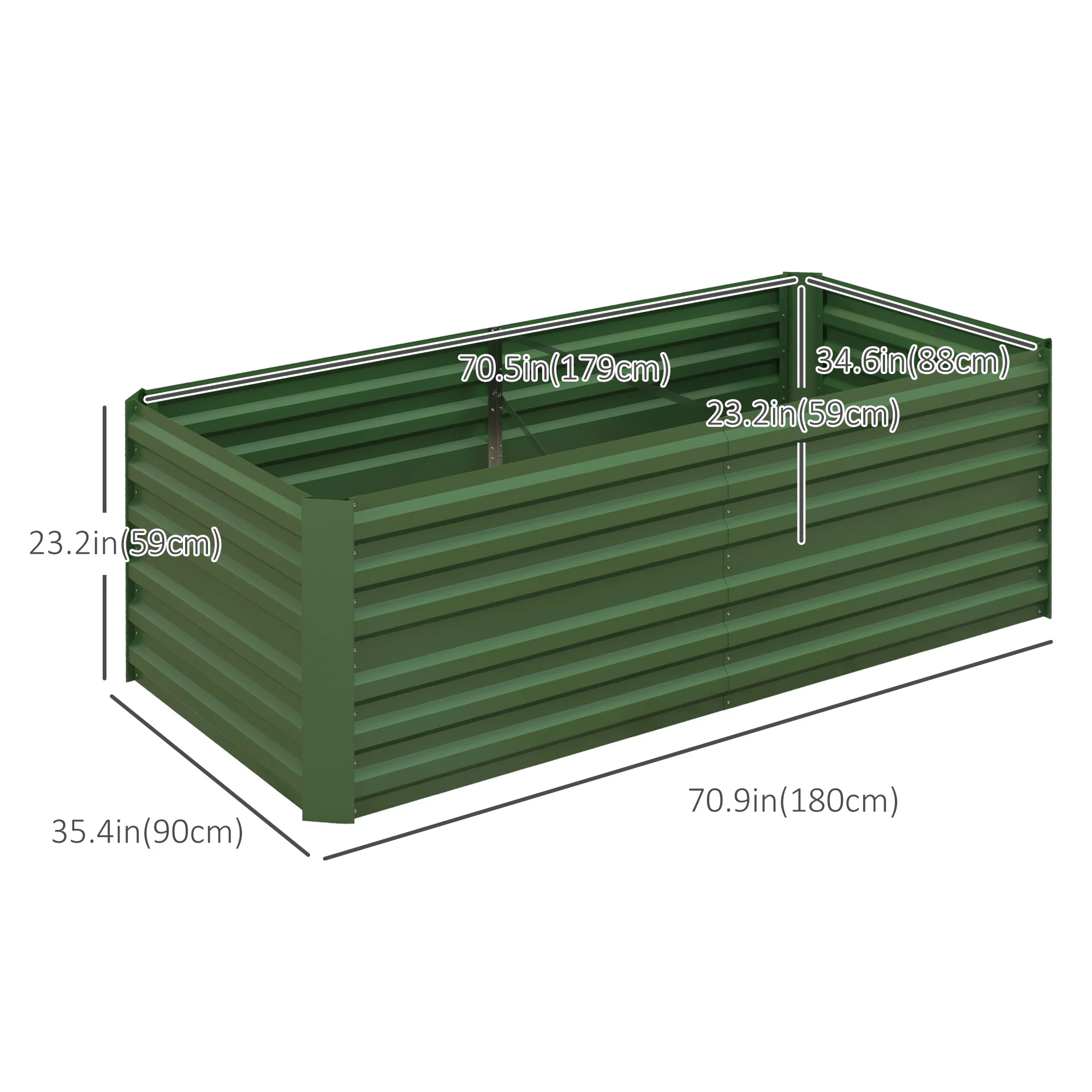 Raised Garden Bed, 6' x 3' x 2' Galvanized Steel Planters for Outdoor Plants with Multi-reinforced Rods for Vegetables, Flowers and Herbs, Green - Image 5