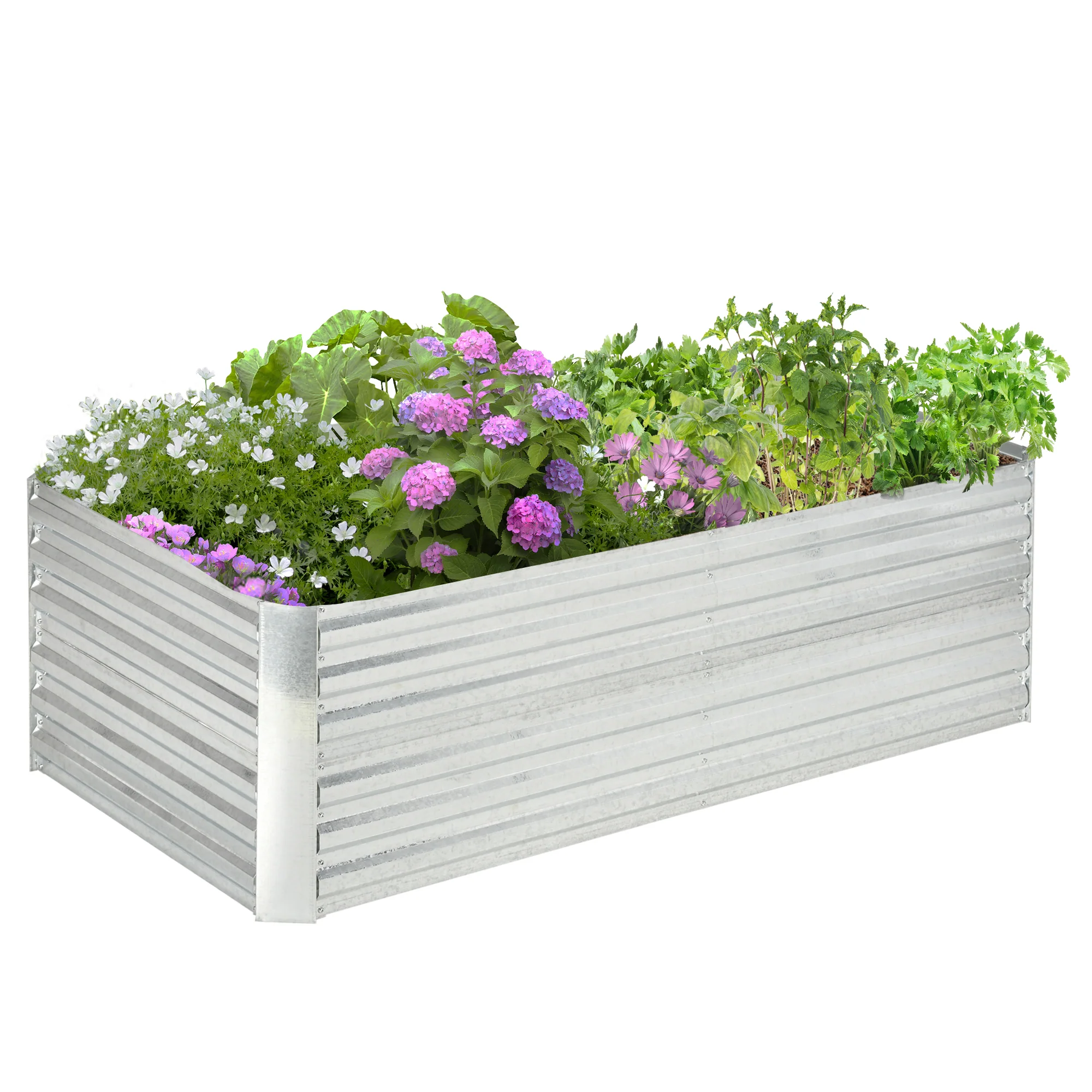 Raised Garden Bed, 6' x 3' x 2' Galvanized Steel Planters for Outdoor Plants with Multi-reinforced Rods for Vegetables, Flowers and Herbs, Silver - Image 2