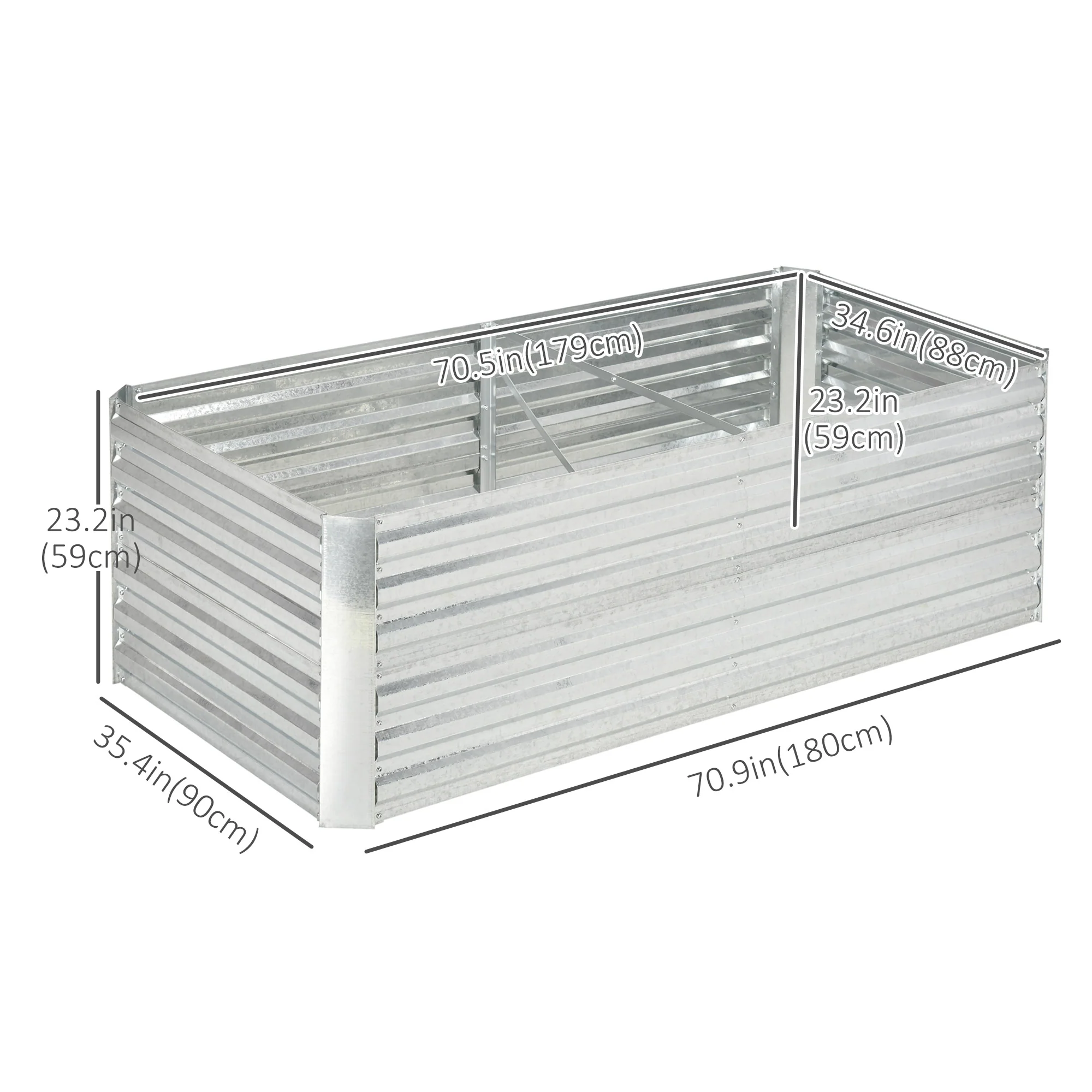 Raised Garden Bed, 6' x 3' x 2' Galvanized Steel Planters for Outdoor Plants with Multi-reinforced Rods for Vegetables, Flowers and Herbs, Silver - Image 5