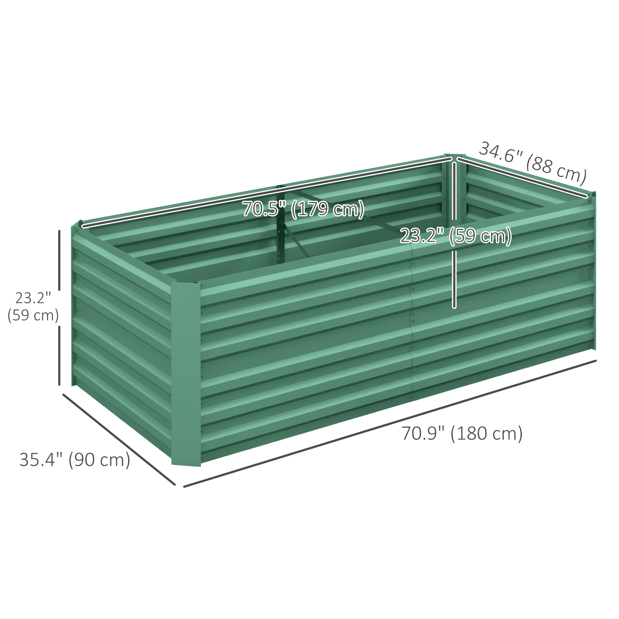 Raised Garden Bed, 6' x 3' x 2' Galvanized Steel Planters for Outdoor Plants with Multi-reinforced Rods for Vegetables, Flowers and Herbs, Light Green - Image 5