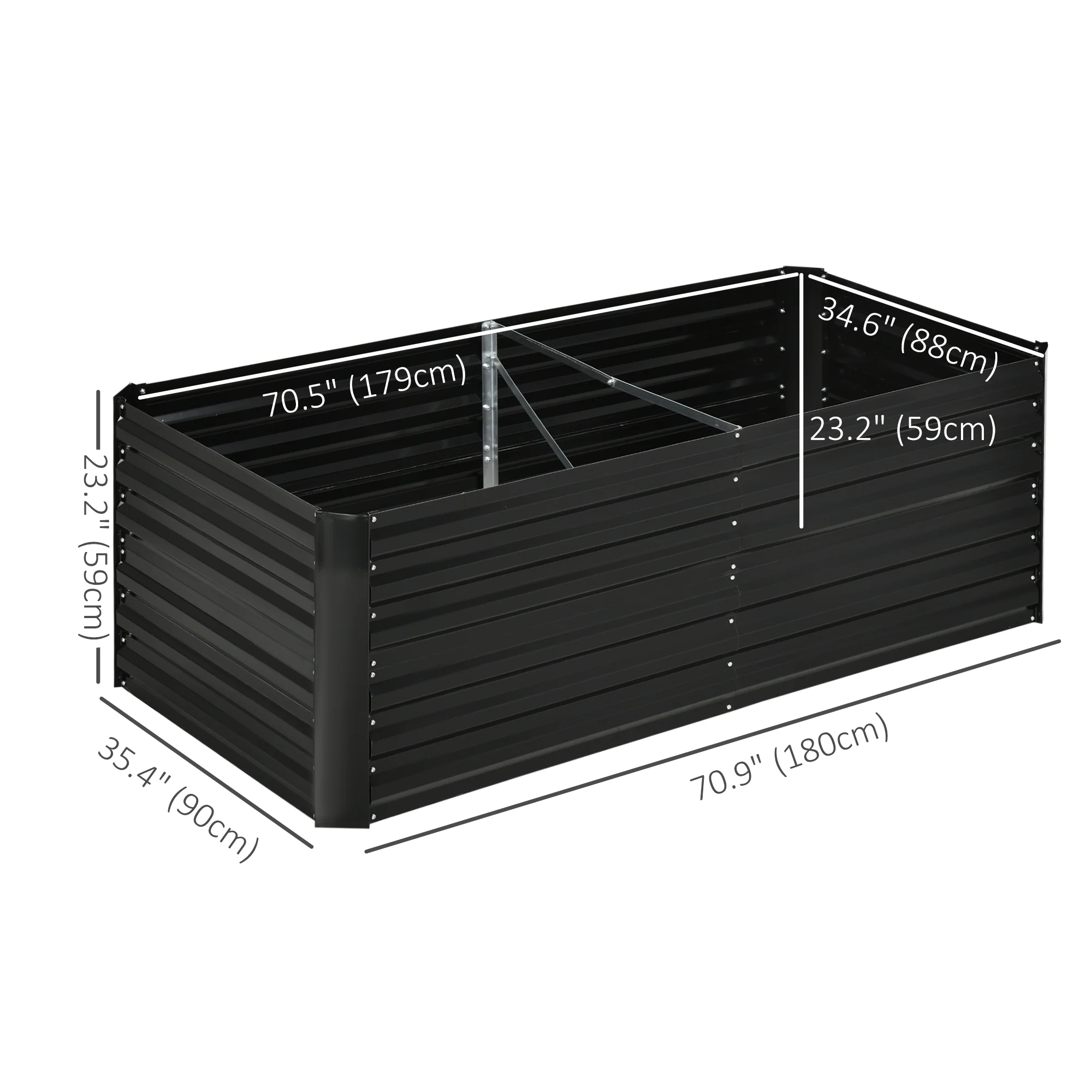 Raised Garden Bed, 6' x 3' x 2' Galvanized Steel Planters for Outdoor Plants with Multi-reinforced Rods for Vegetables, Flowers and Herbs, Black - Image 5