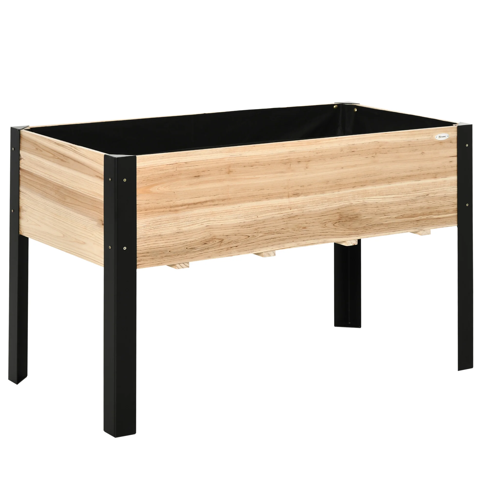 47" x 24" x 29" Raised Garden Bed with Metal Frame & Wooden Planter, Natural - Image 12