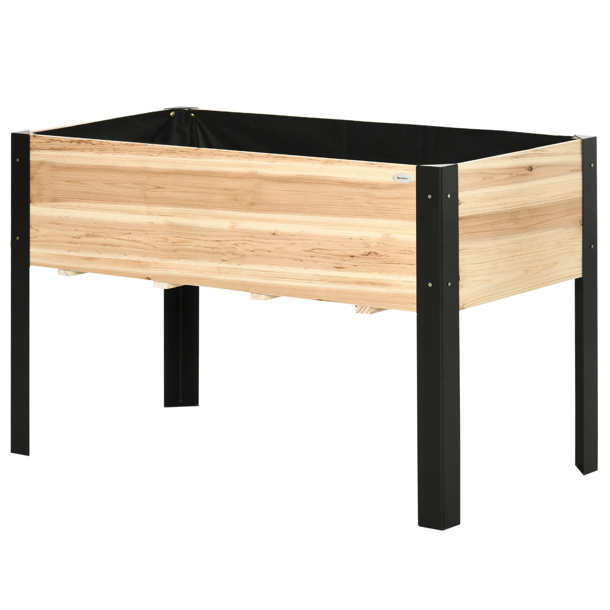 47" x 24" x 29" Raised Garden Bed with Metal Frame & Wooden Planter, Natural - Image 2