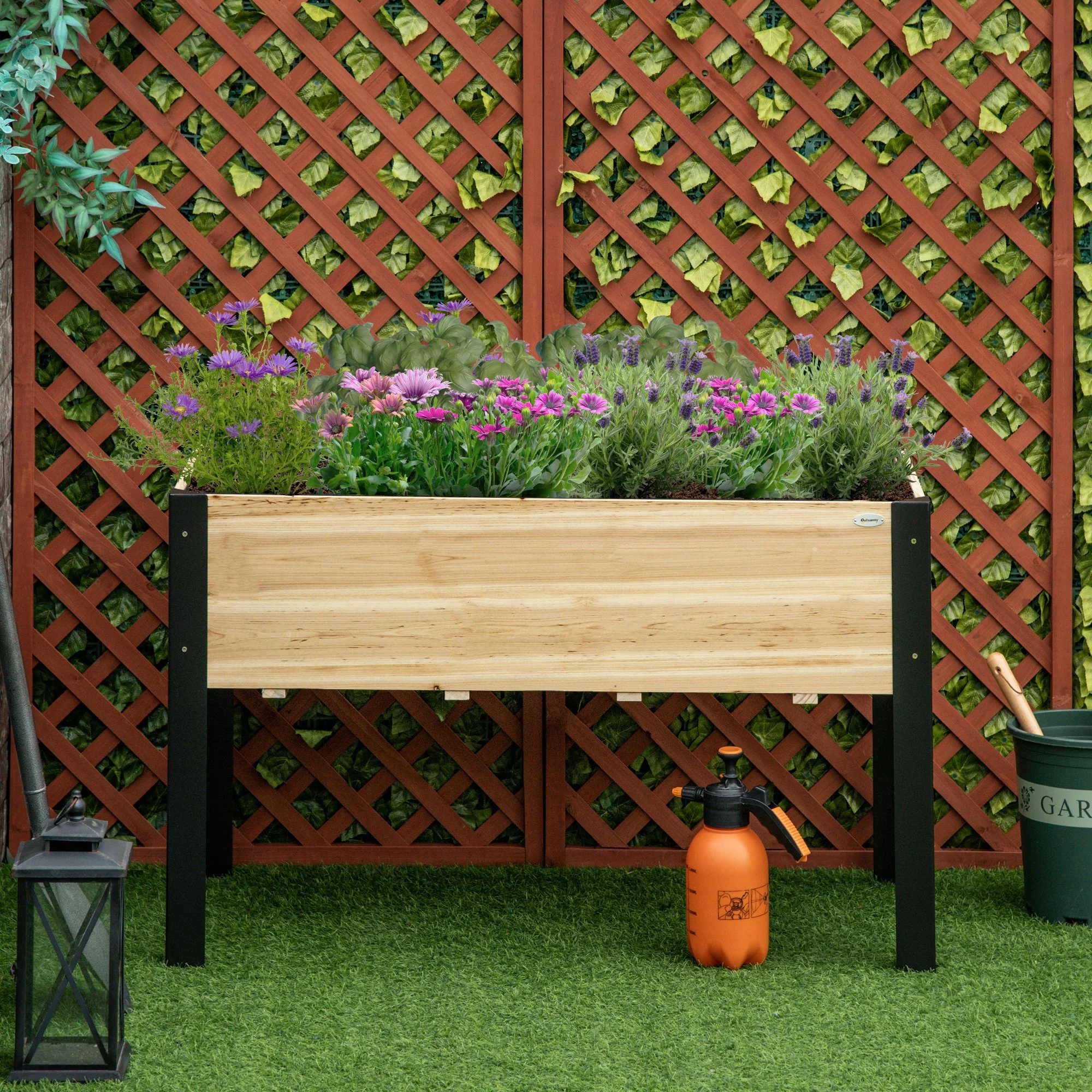 47" x 24" x 29" Raised Garden Bed with Metal Frame & Wooden Planter, Natural - Image 4
