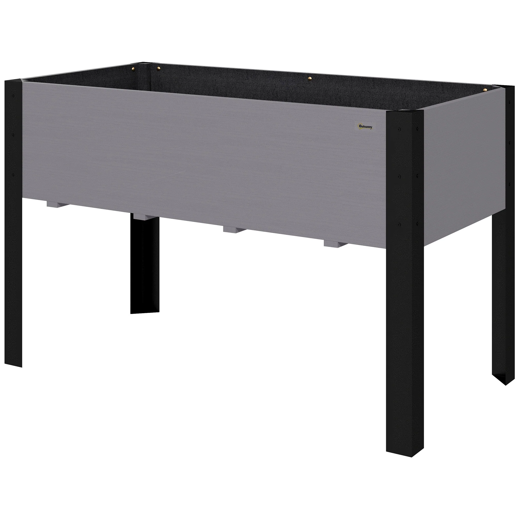 47" x 24" x 29" Raised Garden Bed with Metal Frame & Wooden Planter, Grey - Image 2