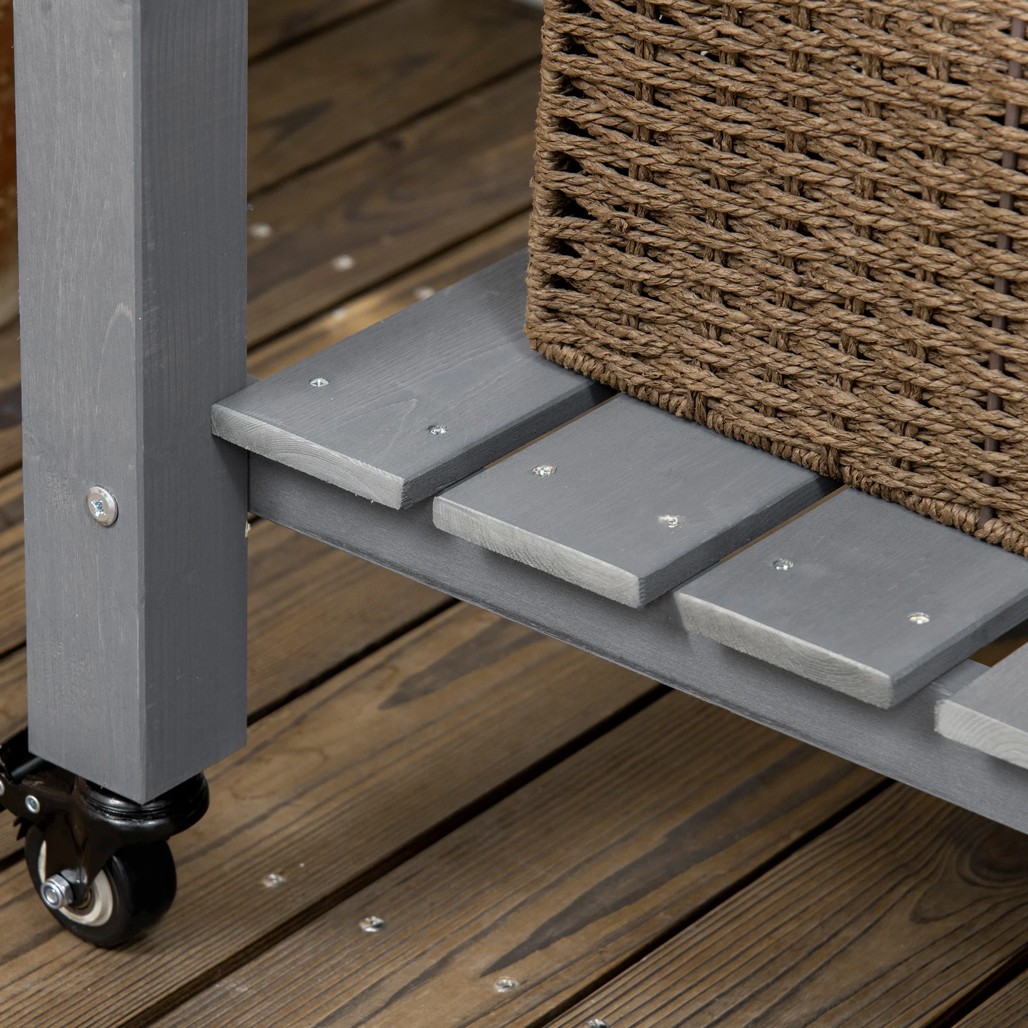 Raised Garden Bed with Lockable Wheels & Shelf, Dark Grey - Image 11