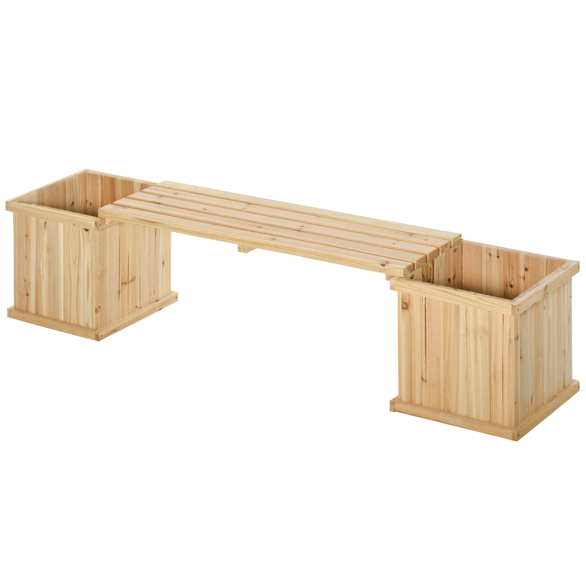 Wooden Planter & Bench Combination, 69.25" x 15" x 15.75", Natural - Image 2