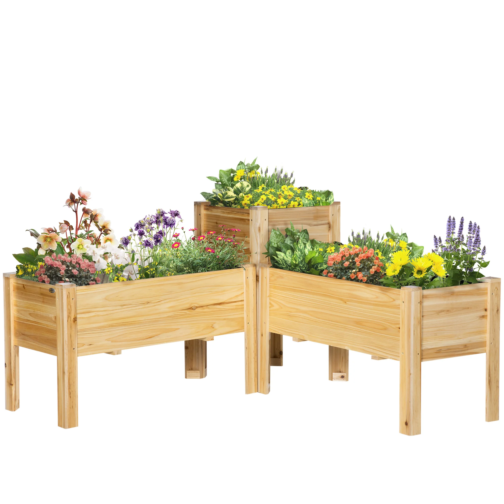 Elevated Raised Beds Set of 3, Wood Planter Box - Image 2