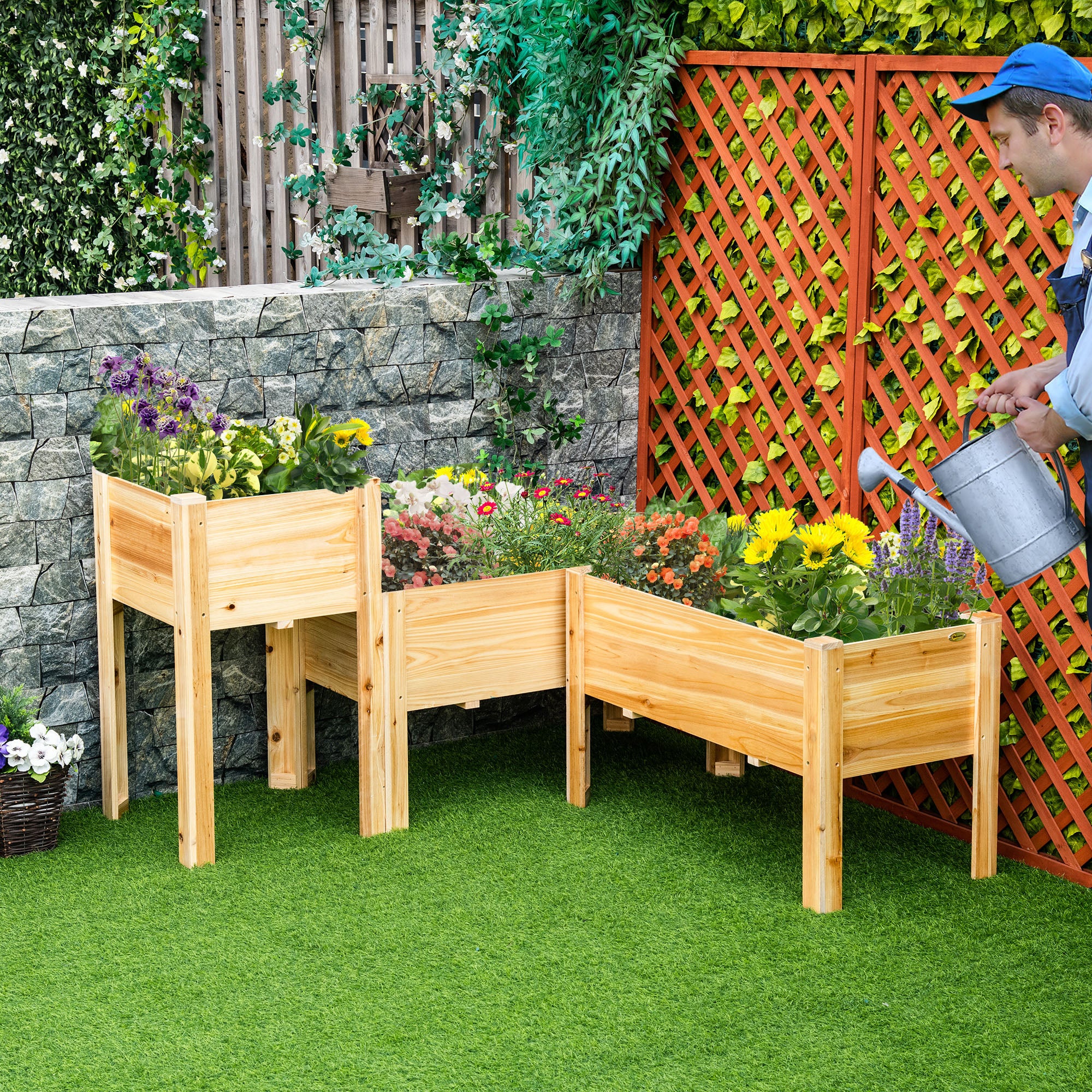 Elevated Raised Beds Set of 3, Wood Planter Box - Image 3