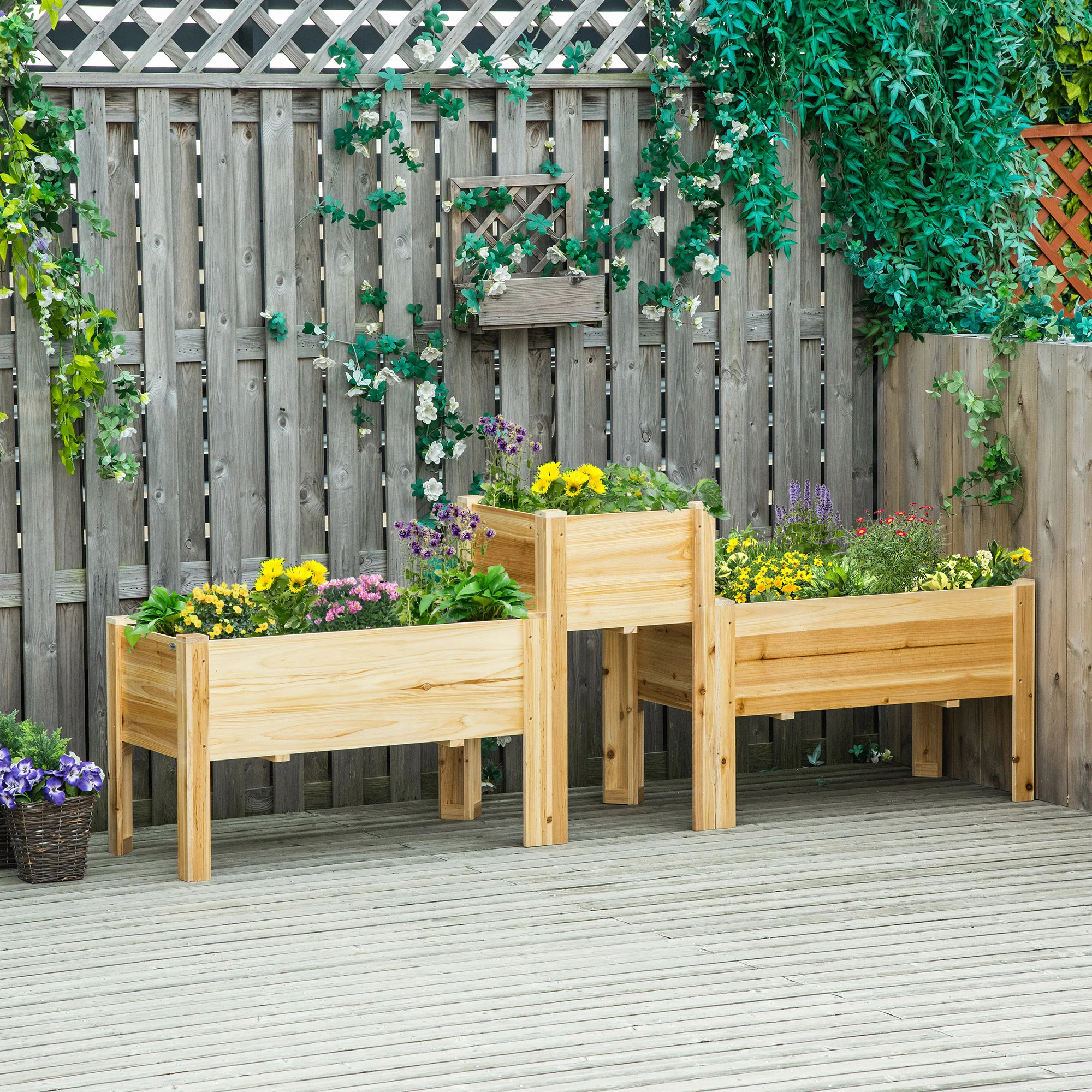 Elevated Raised Beds Set of 3, Wood Planter Box - Image 4