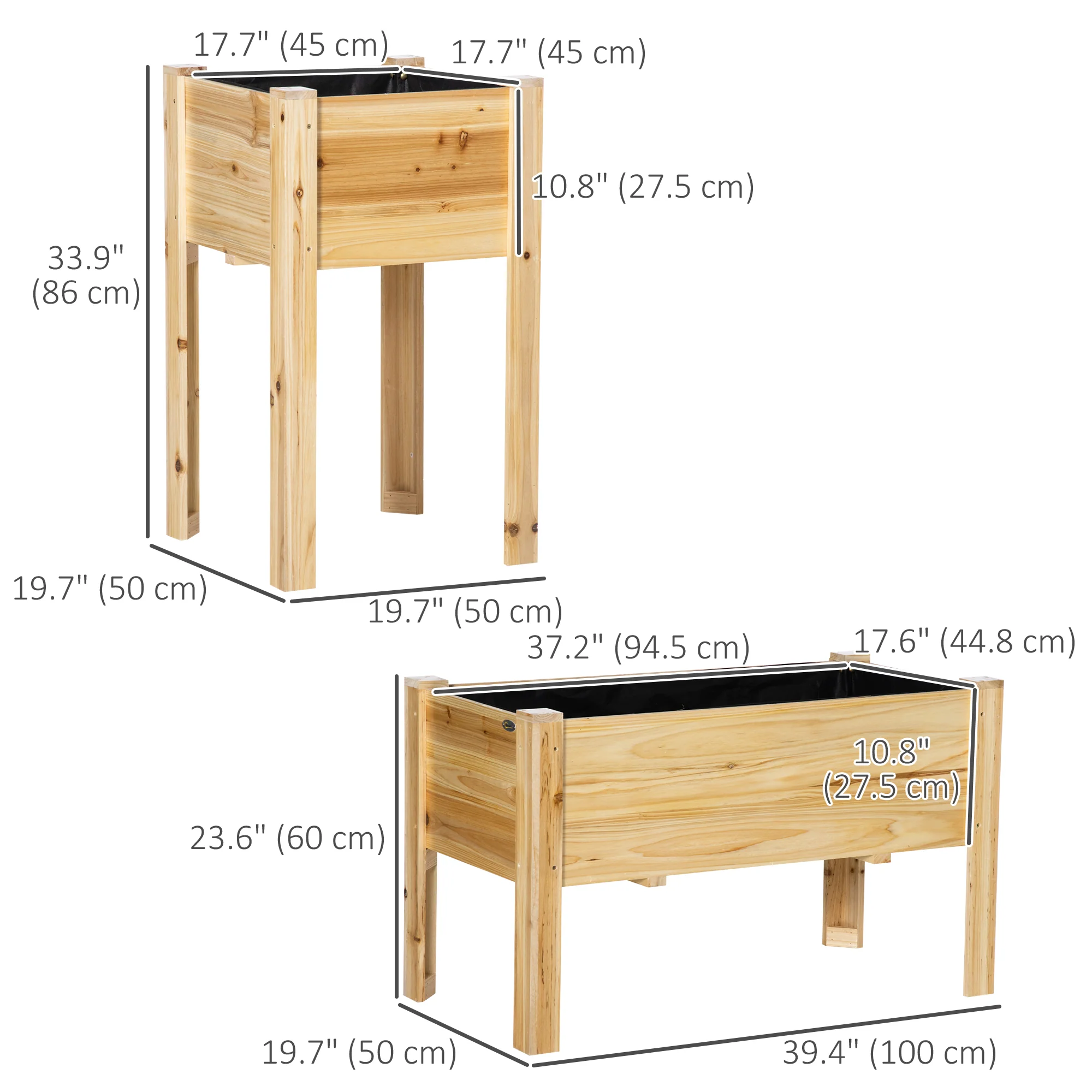 Elevated Raised Beds Set of 3, Wood Planter Box - Image 5